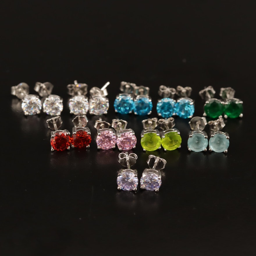 Selection of Sterling Cubic Zirconia Stud Earrings