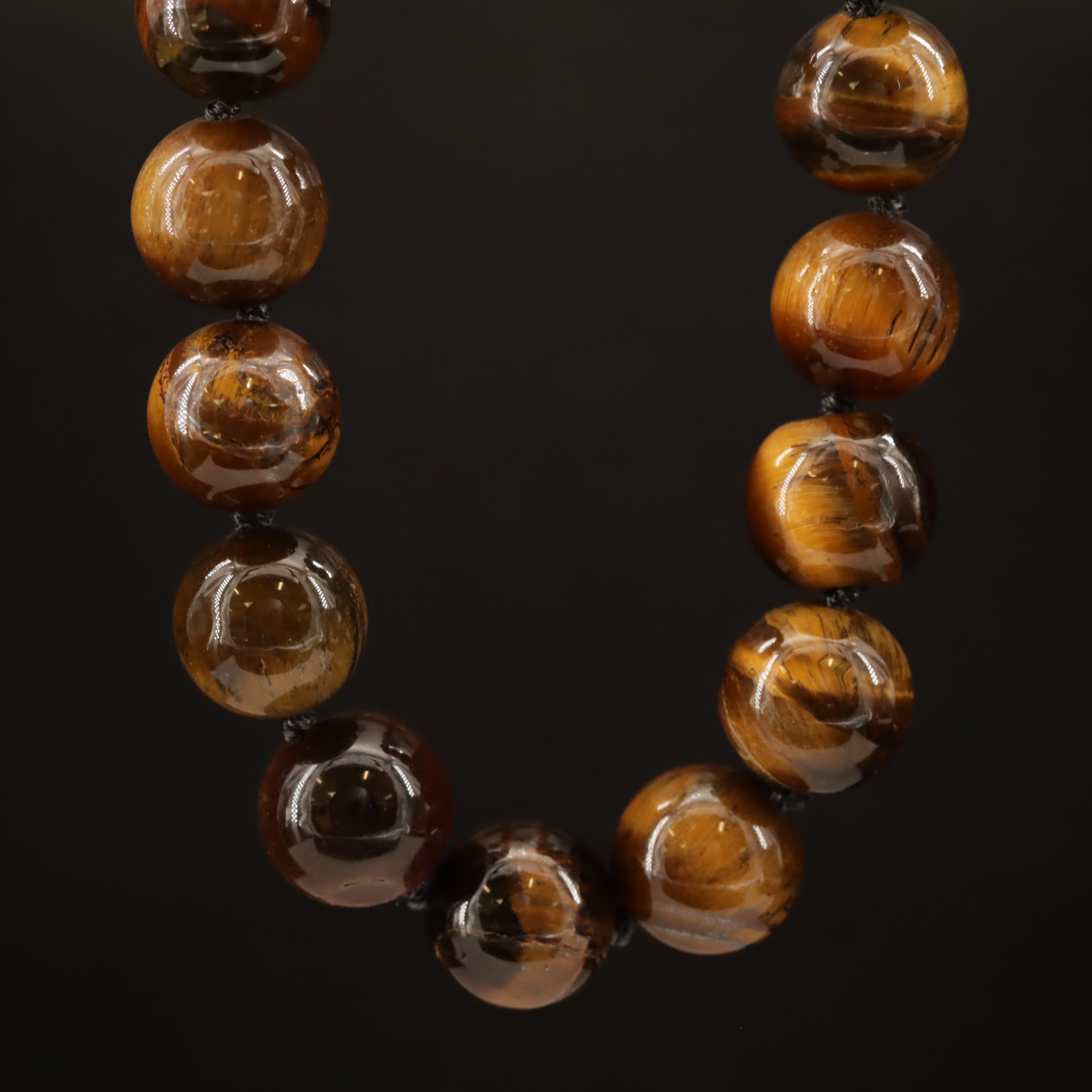 Endless Beaded Tiger's Eye Necklace