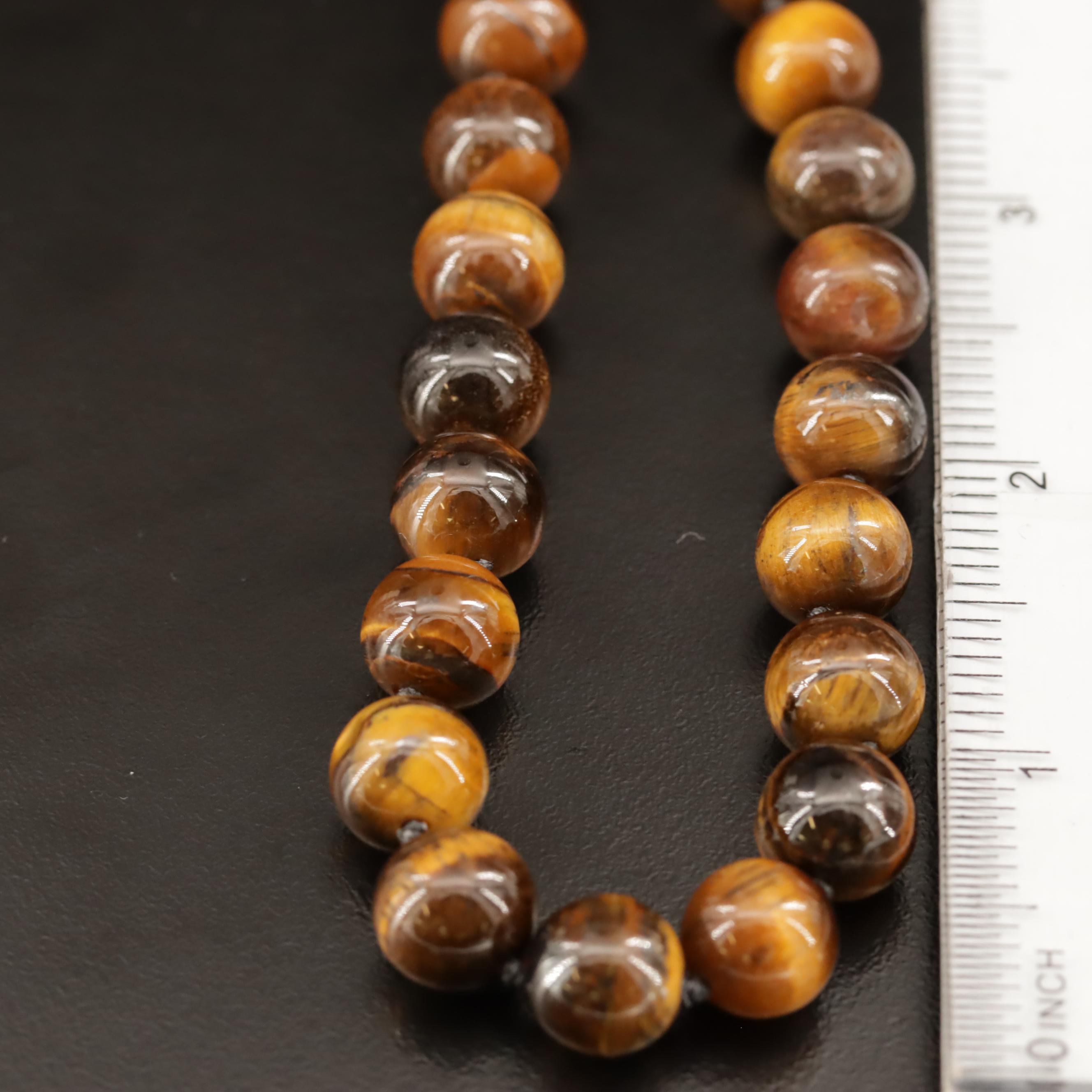 Endless Beaded Tiger's Eye Necklace