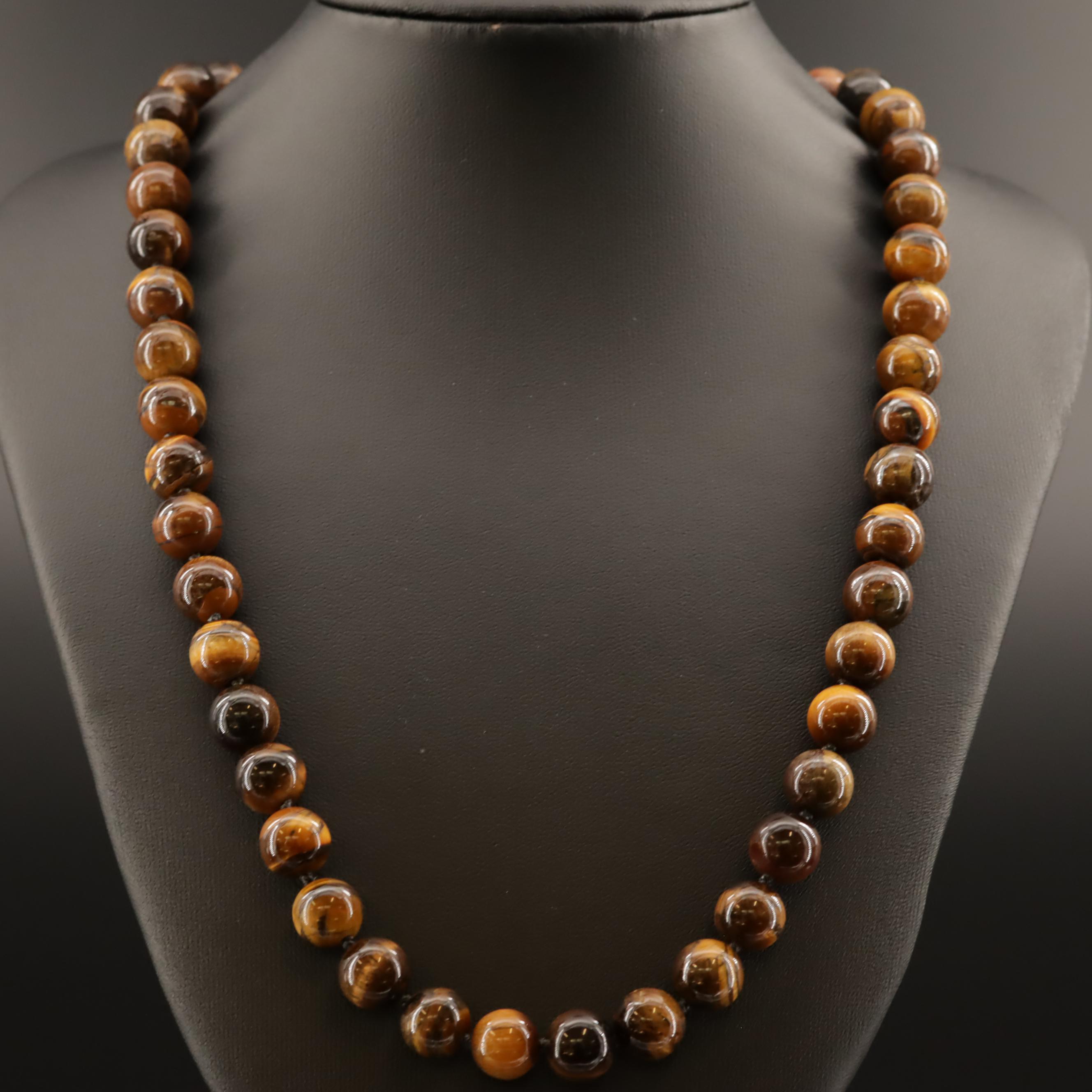 Endless Beaded Tiger's Eye Necklace