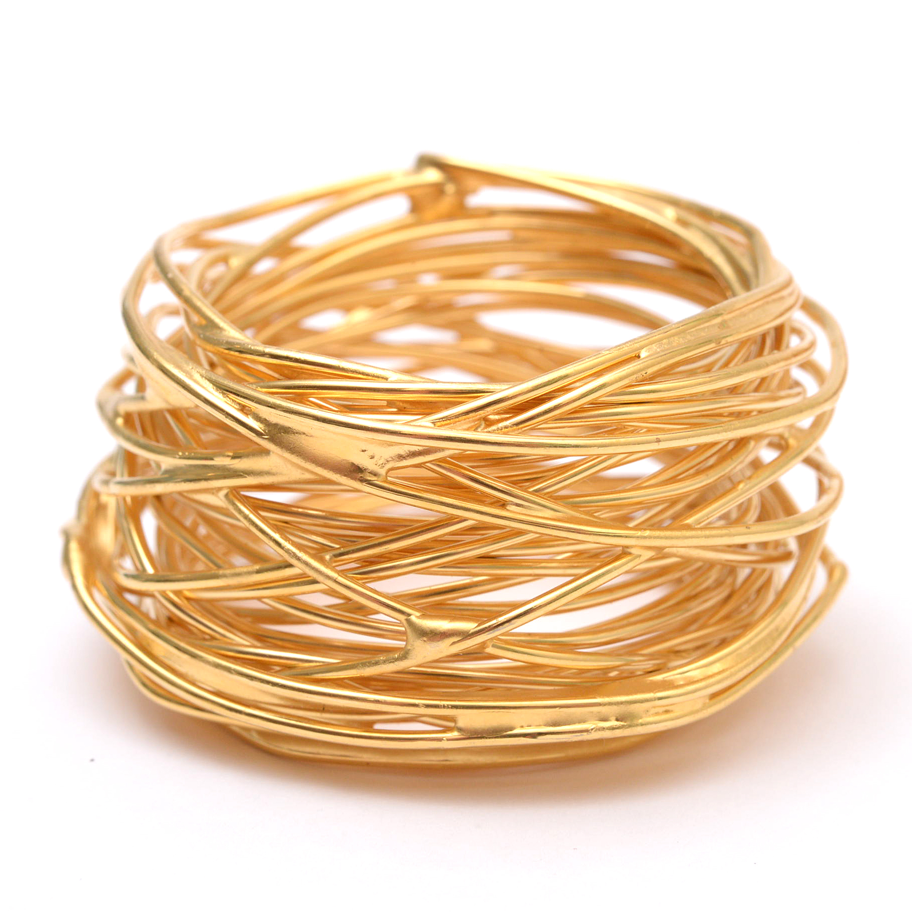 Gold Tone Wrapped Wire Napkin Rings