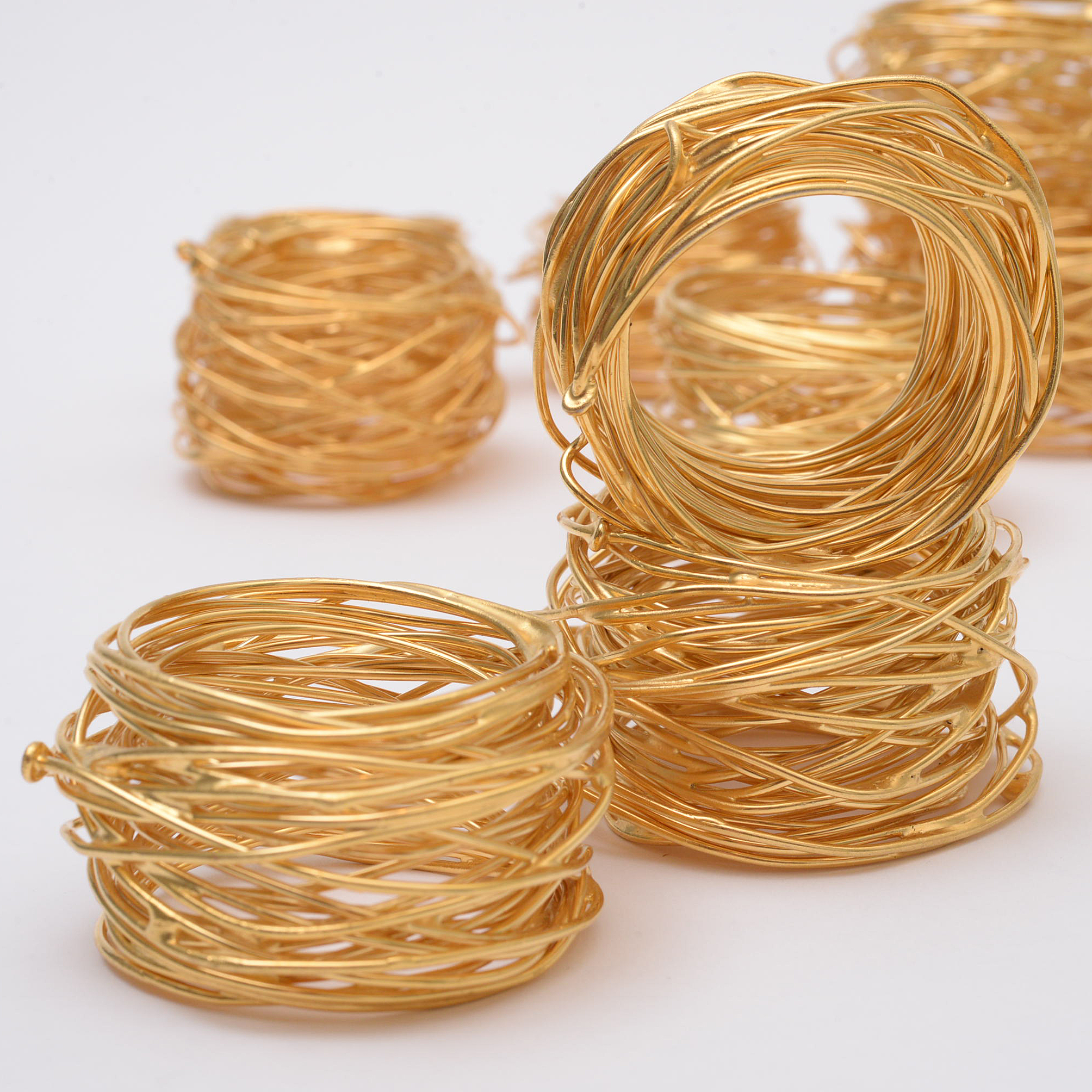 Gold Tone Wrapped Wire Napkin Rings