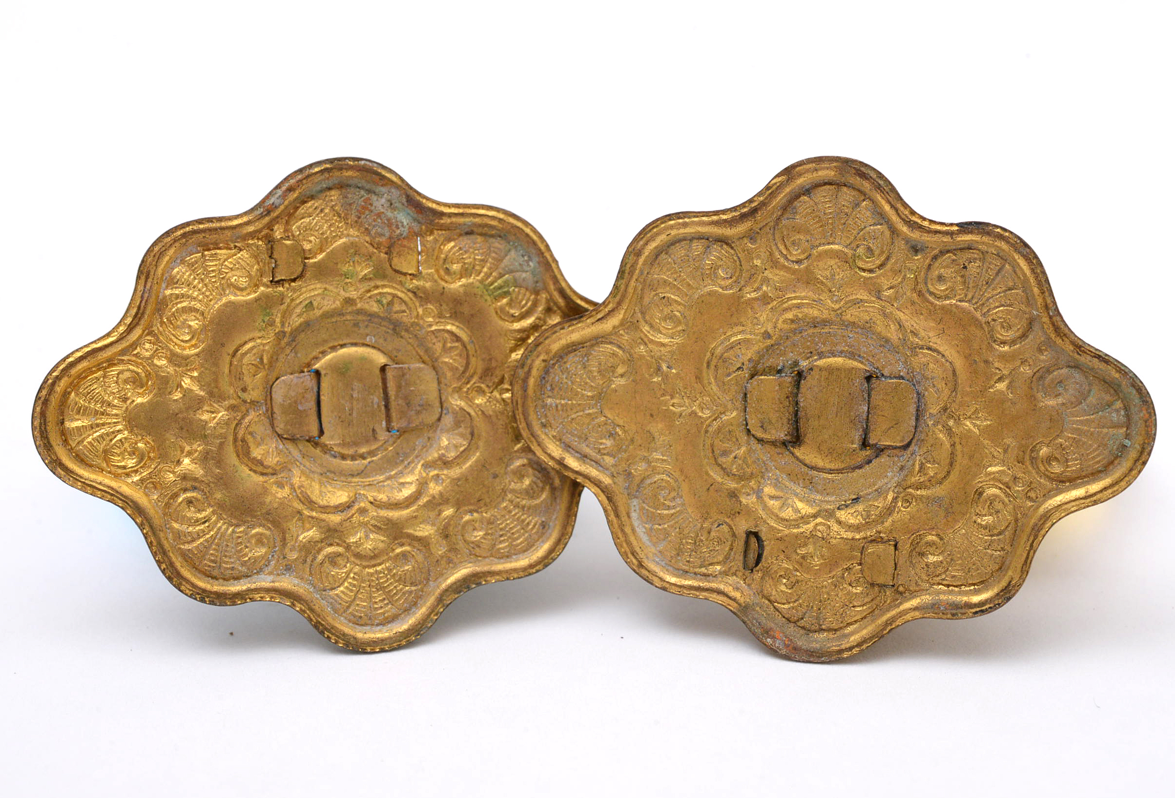 Intaglio Glass and Brass Place Card Holders, Early 20th Century