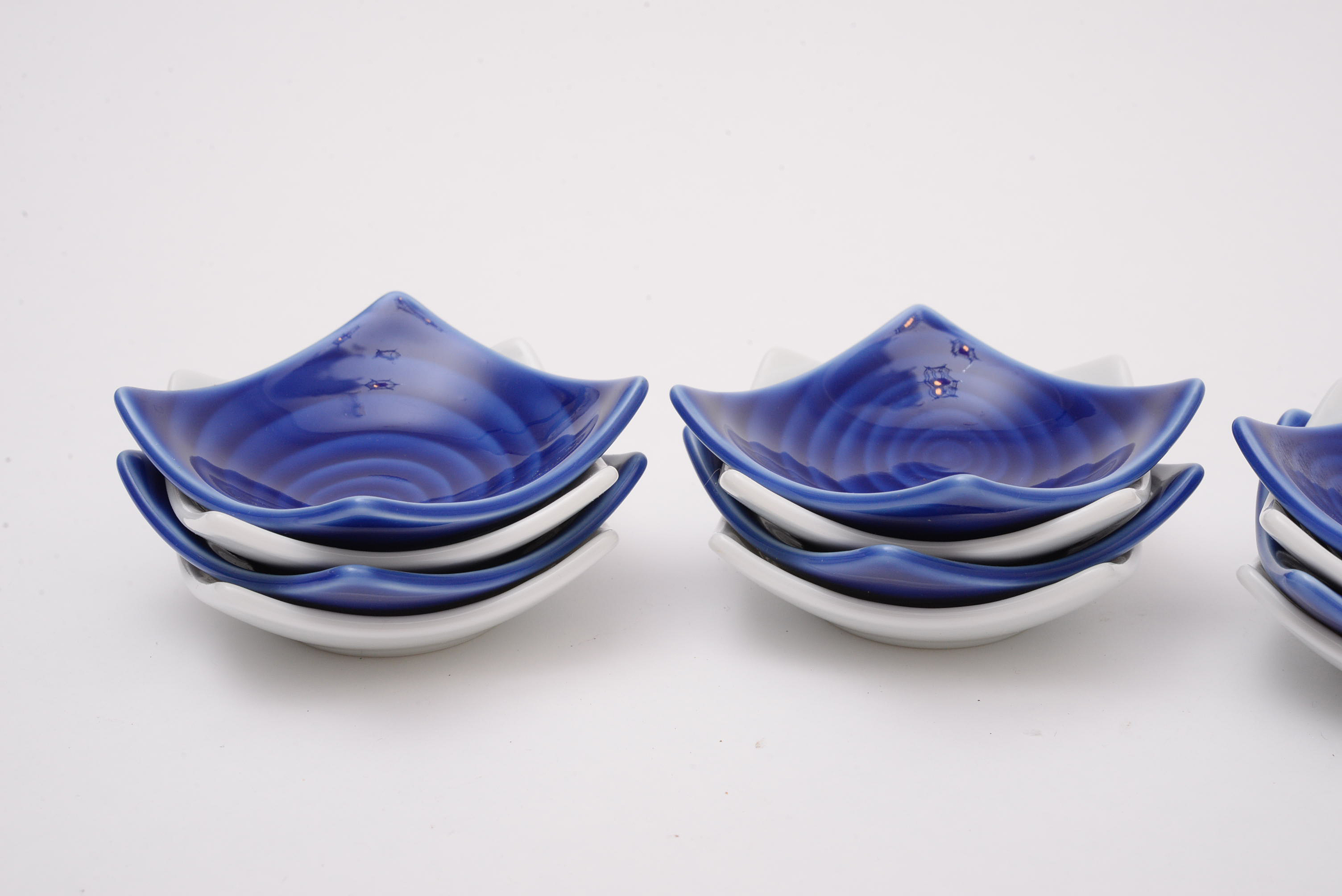 Chinese Hand-Painted Porcelain Napkin Rings, Knife Rests and Salts