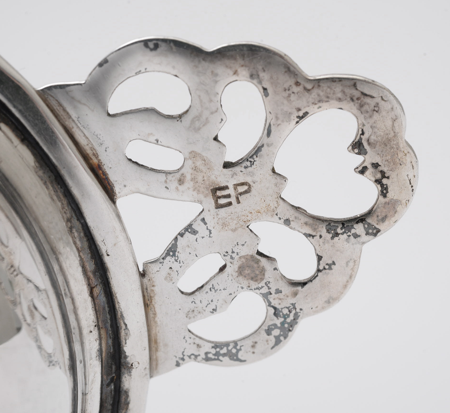 Silver Plate Tea Strainer with Resin Handle, Early to Mid 20th Century