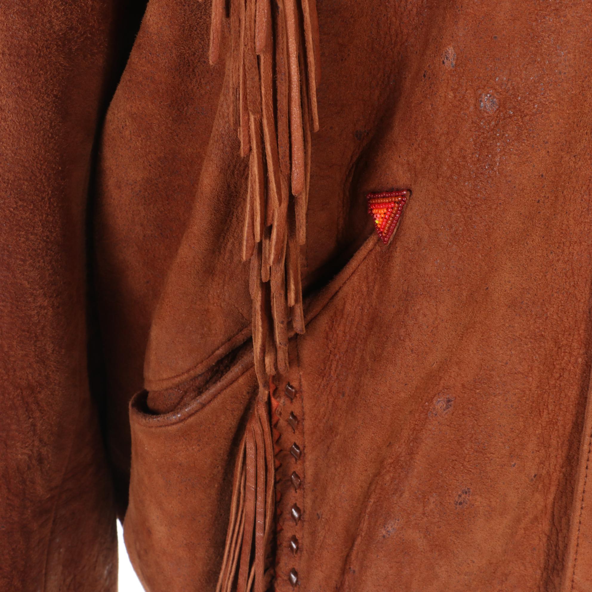 Men's Arturo Southwest Style Brown Leather Fringe Jacket