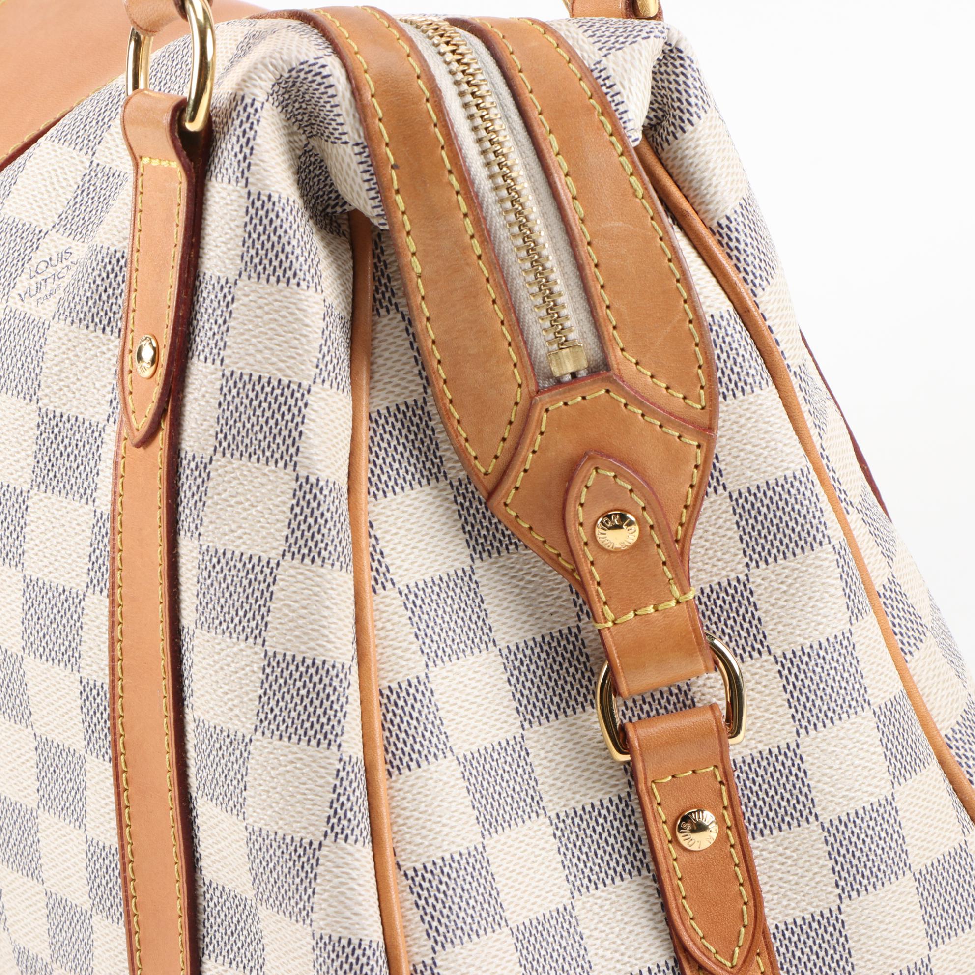 Louis Vuitton Stresa PM Bag in Damier Azur Canvas and Vachetta Leather