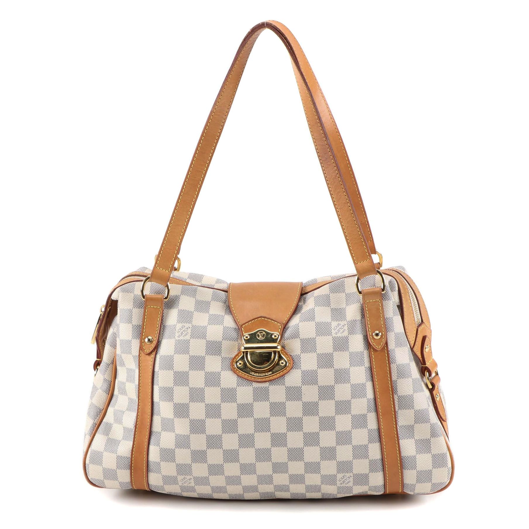 Louis Vuitton Stresa PM Bag in Damier Azur Canvas and Vachetta Leather