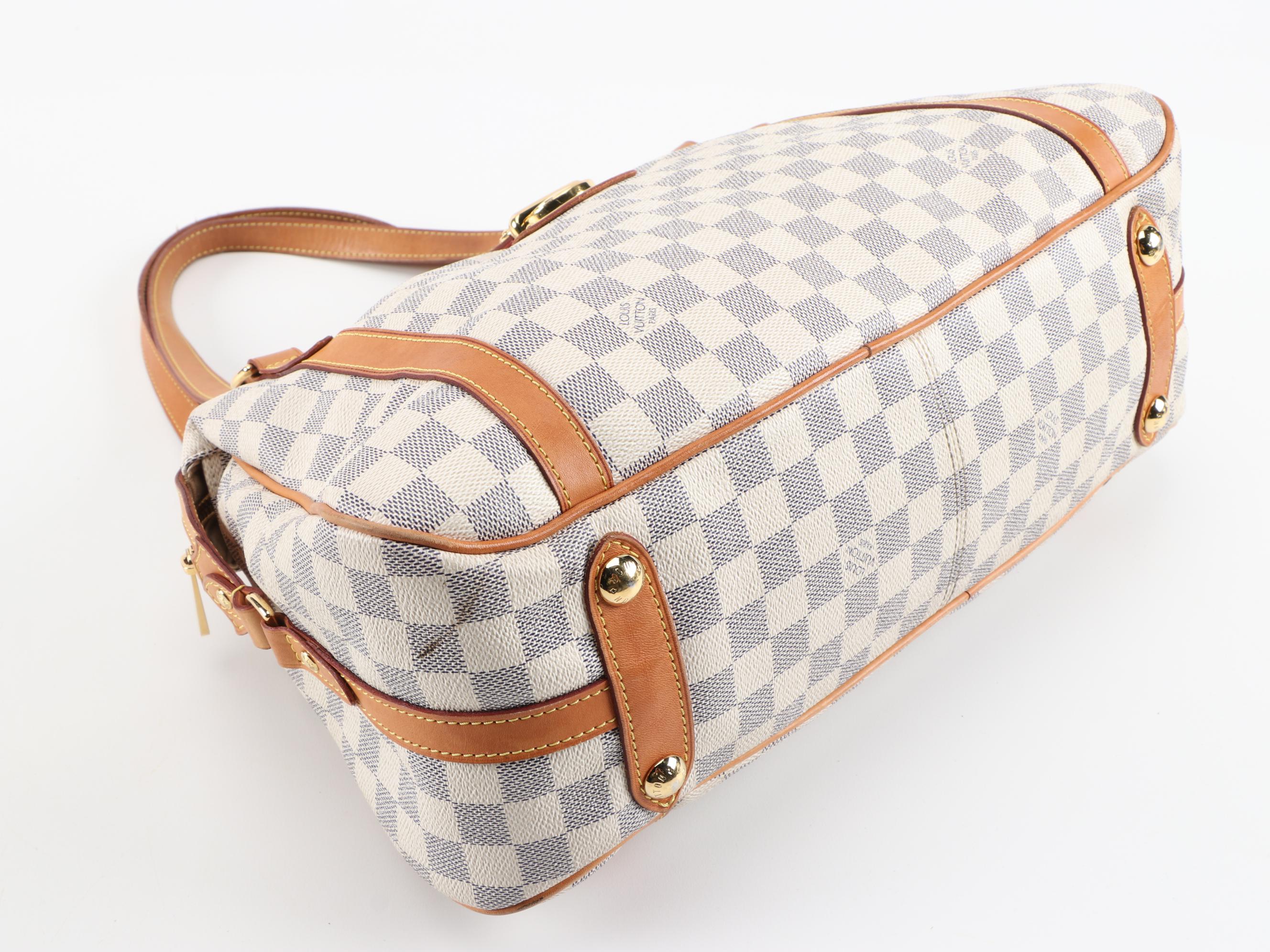 Louis Vuitton Stresa PM Bag in Damier Azur Canvas and Vachetta Leather