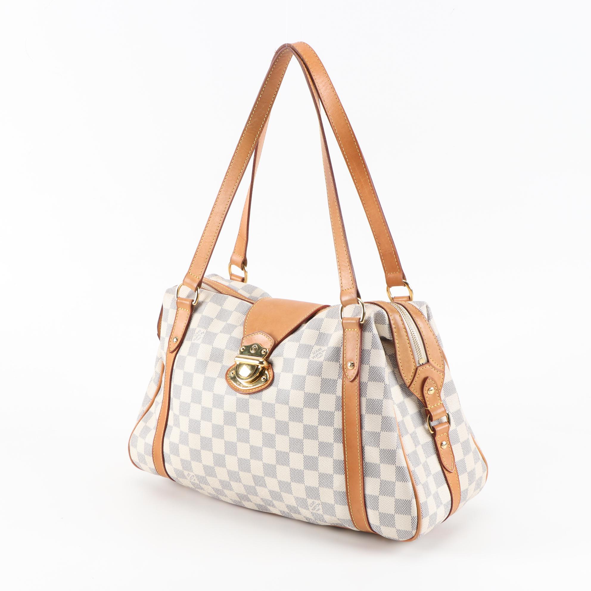 Louis Vuitton Stresa PM Bag in Damier Azur Canvas and Vachetta Leather