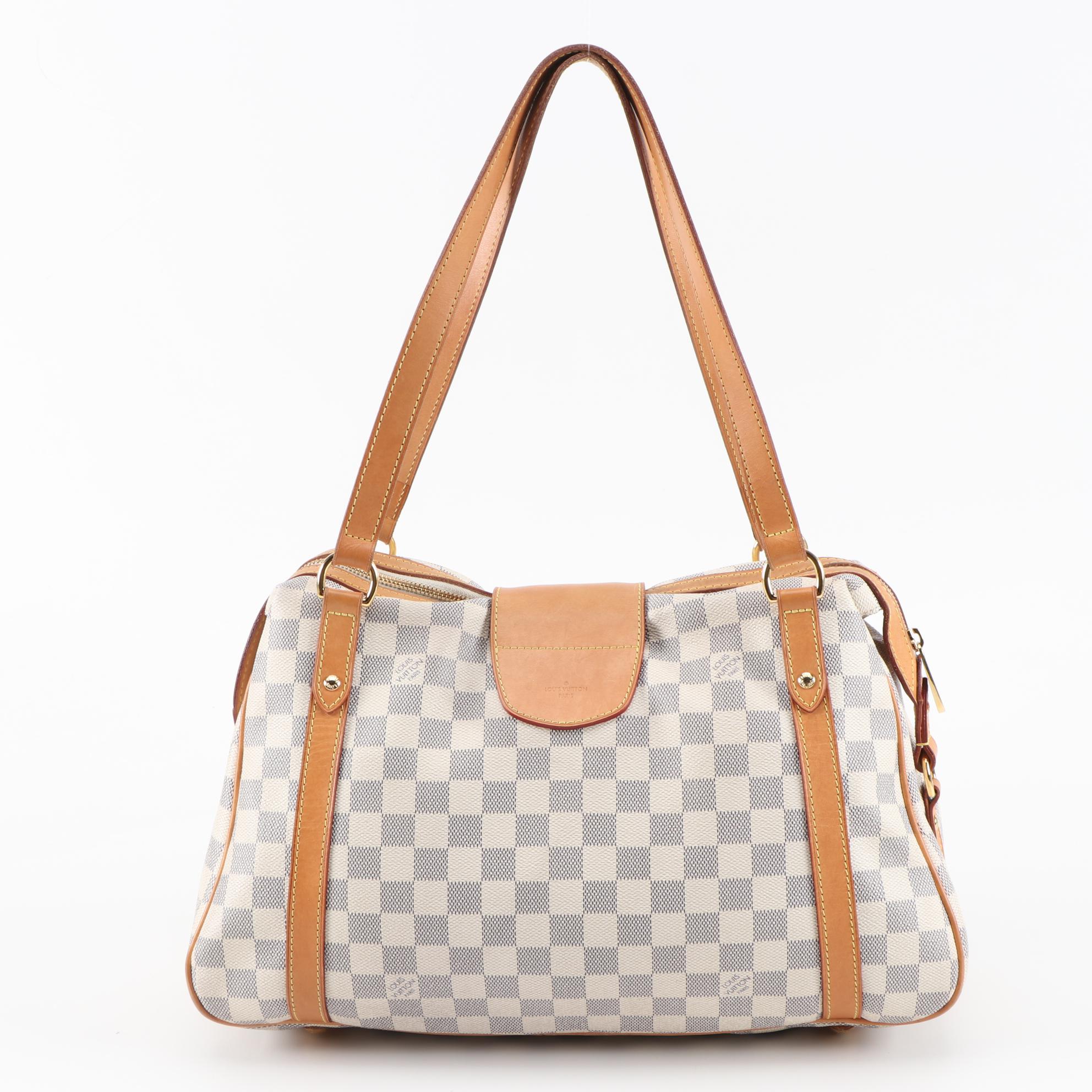 Louis Vuitton Stresa PM Bag in Damier Azur Canvas and Vachetta Leather