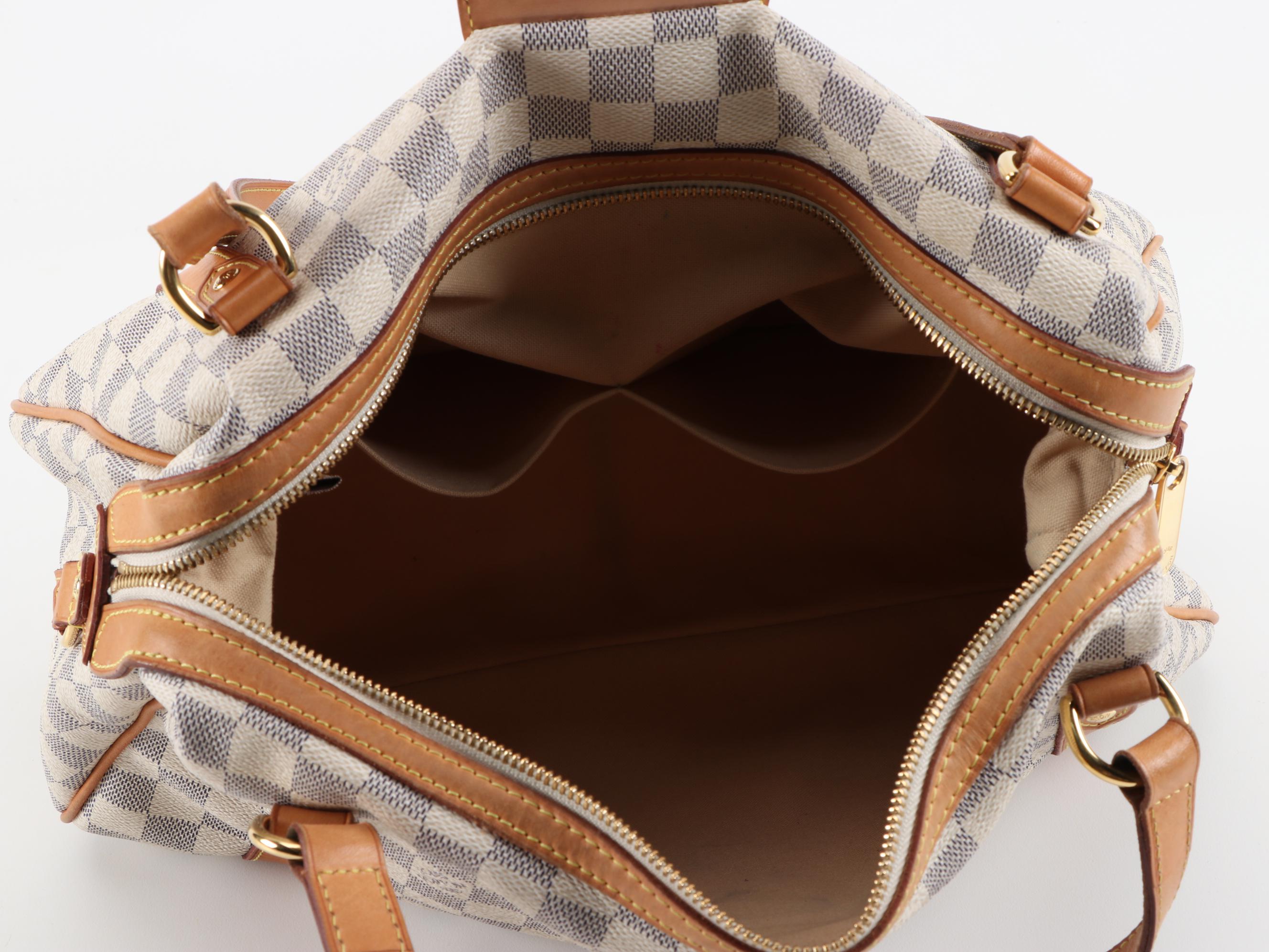 Louis Vuitton Stresa PM Bag in Damier Azur Canvas and Vachetta Leather