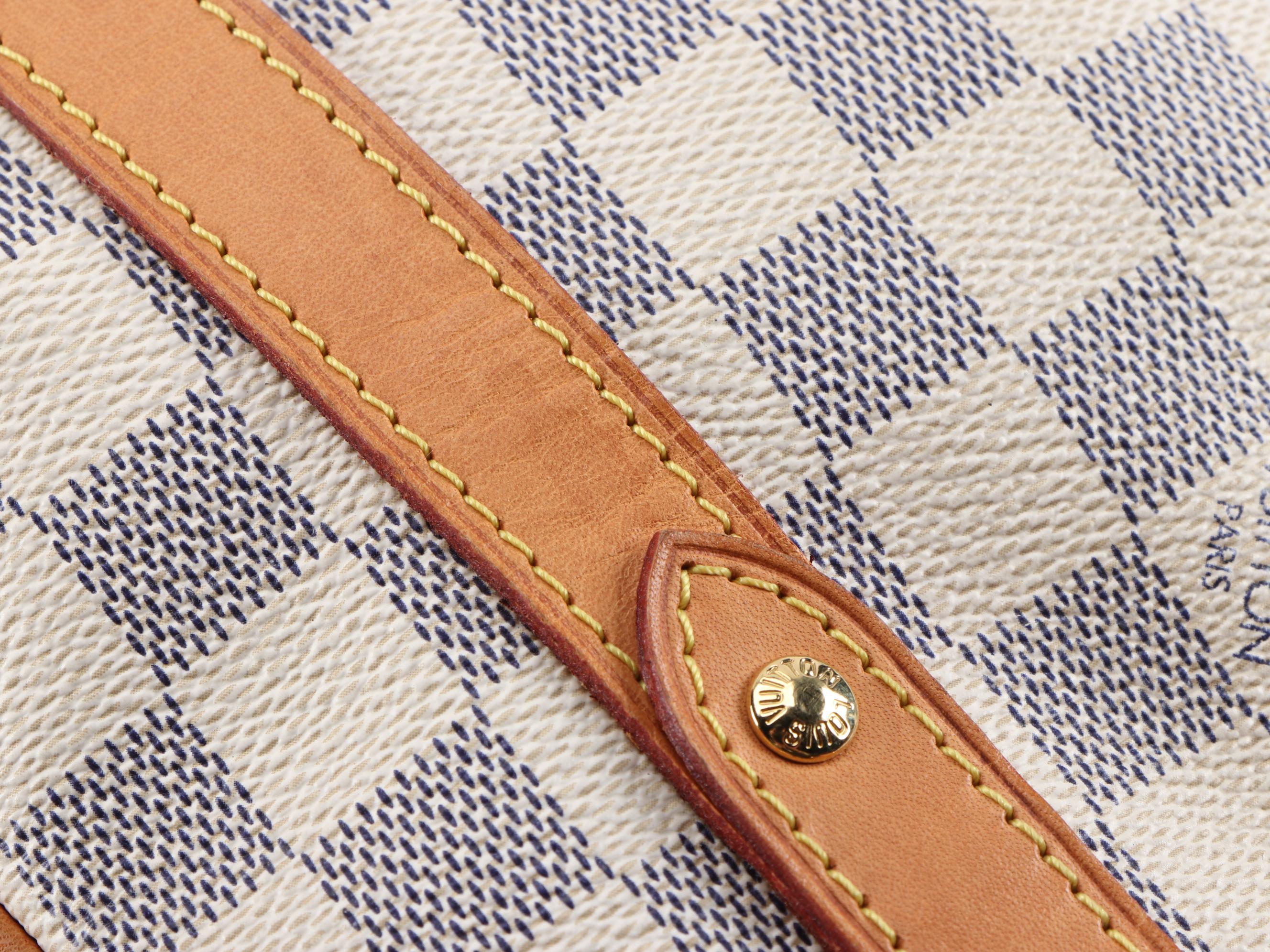 Louis Vuitton Stresa PM Bag in Damier Azur Canvas and Vachetta Leather