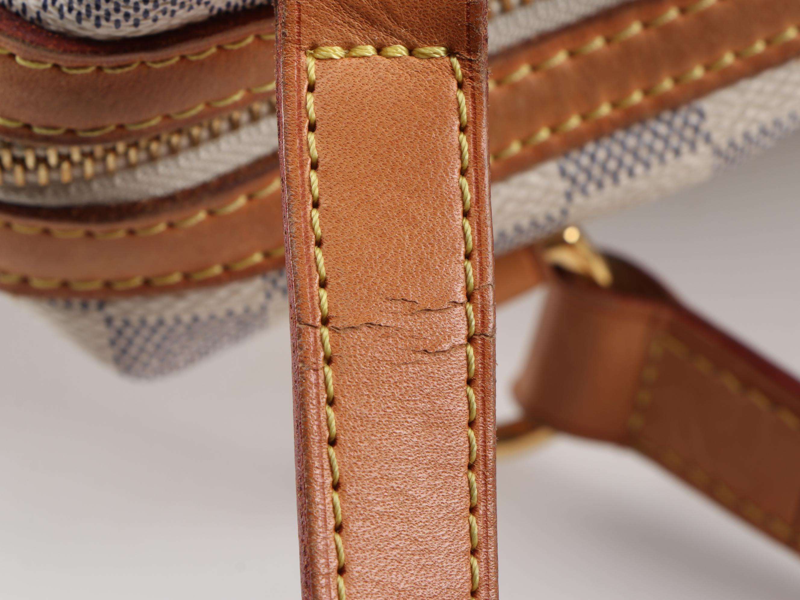 Louis Vuitton Stresa PM Bag in Damier Azur Canvas and Vachetta Leather