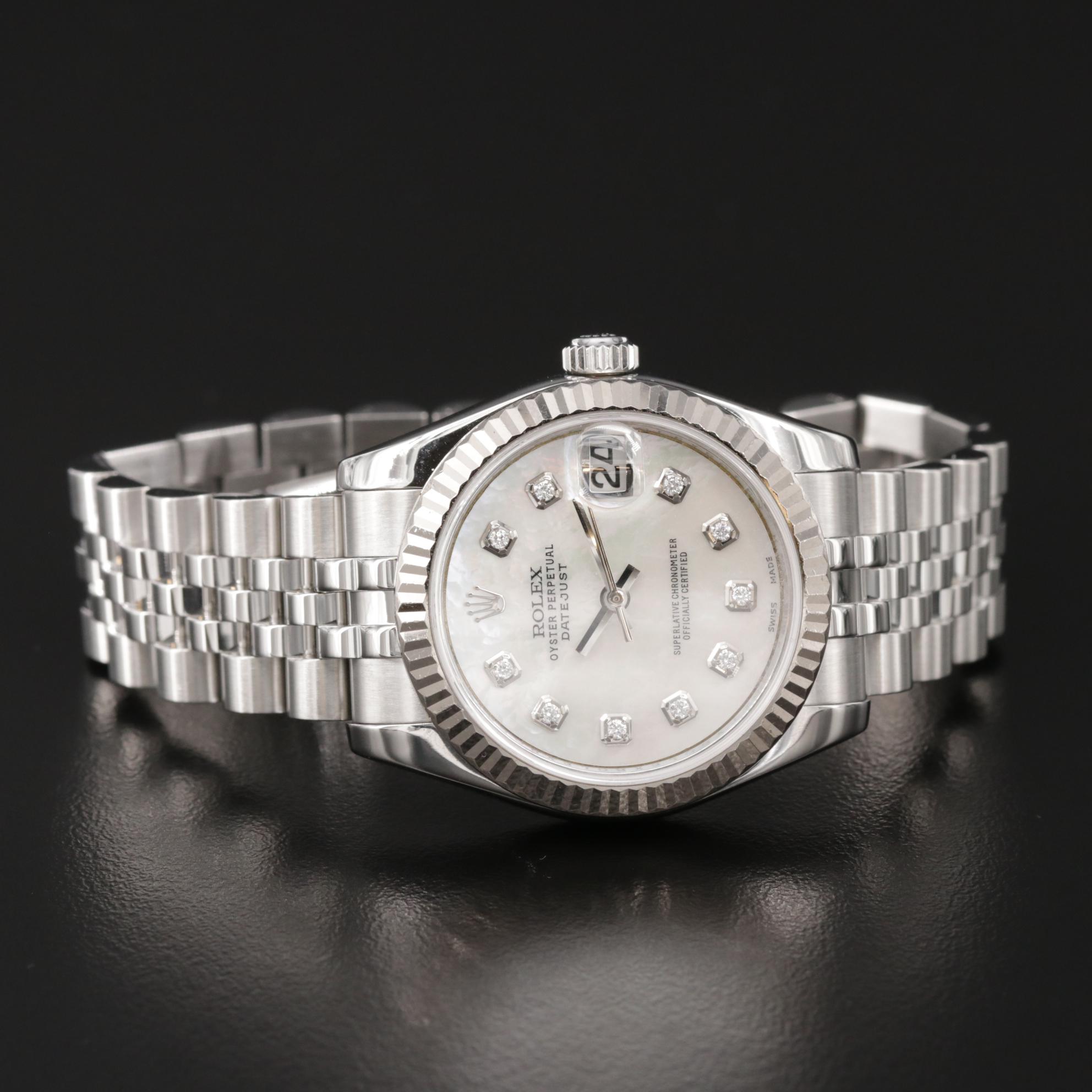 Rolex Datejust Mid Size 18K Gold and Stainless Steel Diamond Watch