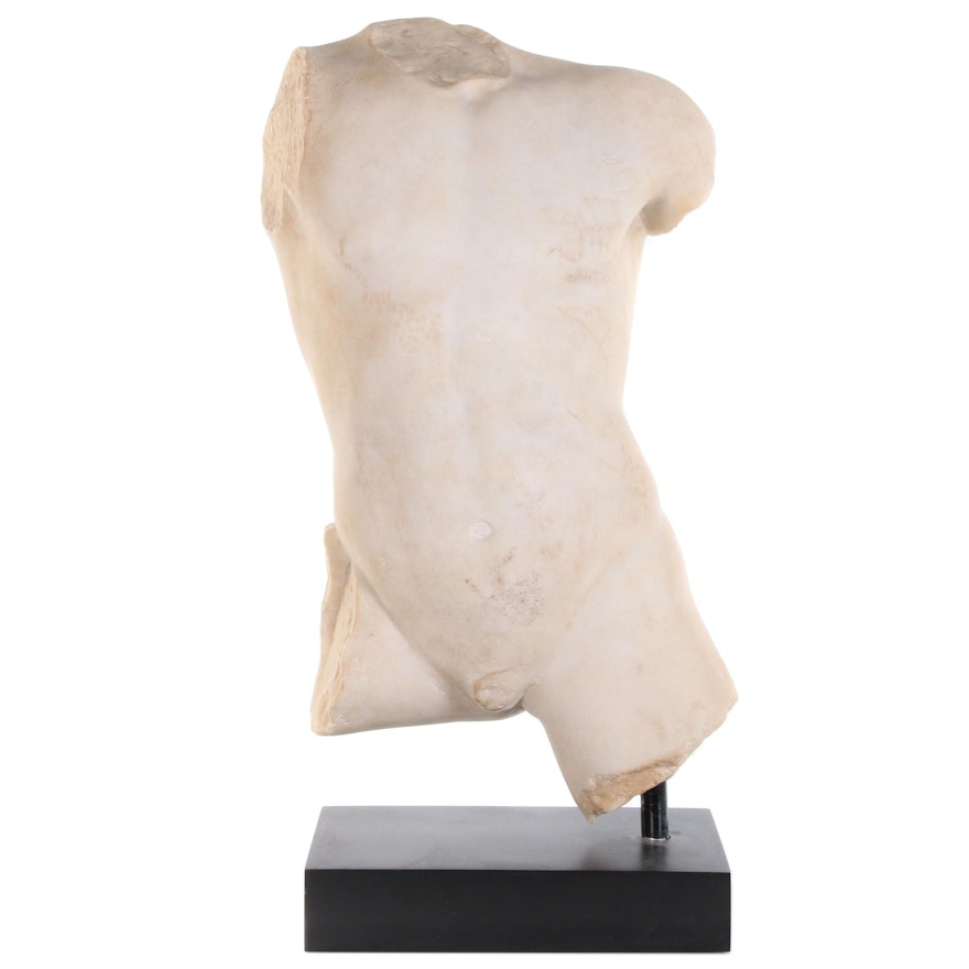 Classical Style Replica Resin Sculpture of a Male Torso, 20th Century