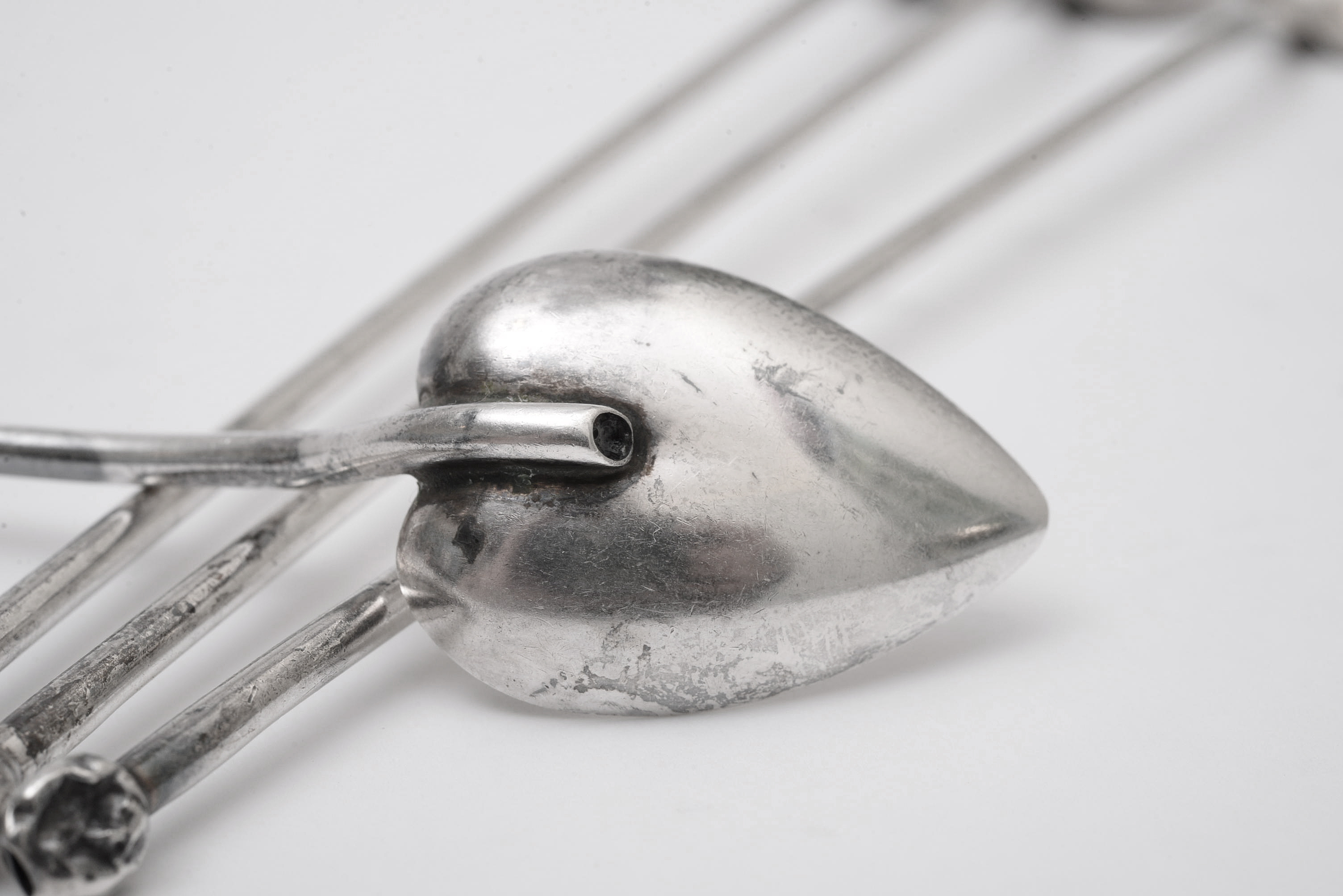 Sterling Silver Stirrer Straws with Heart Form Bowls