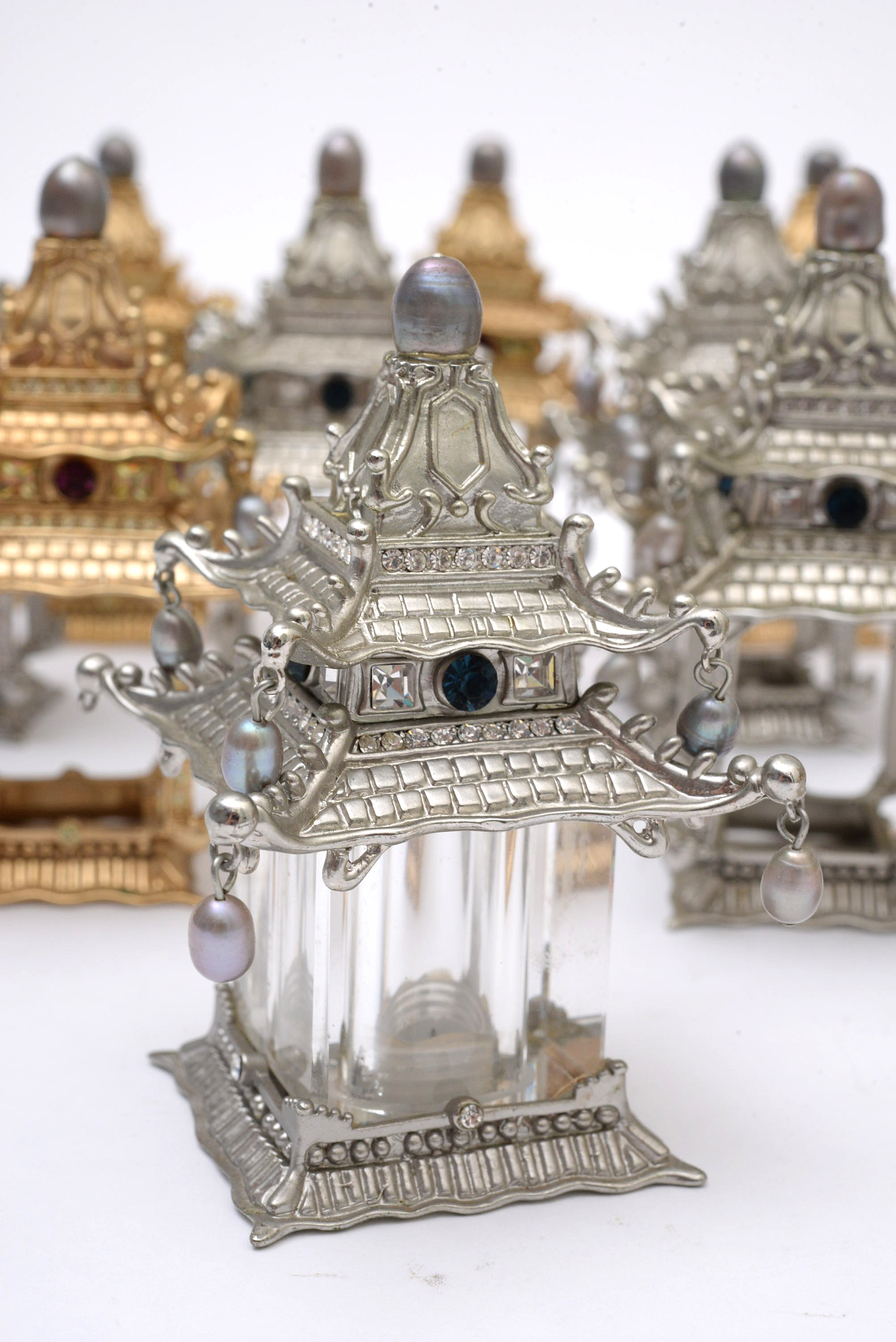 L'Objet Pagoda Pearl Bead Napkin Rings, Salt & Pepper Pair