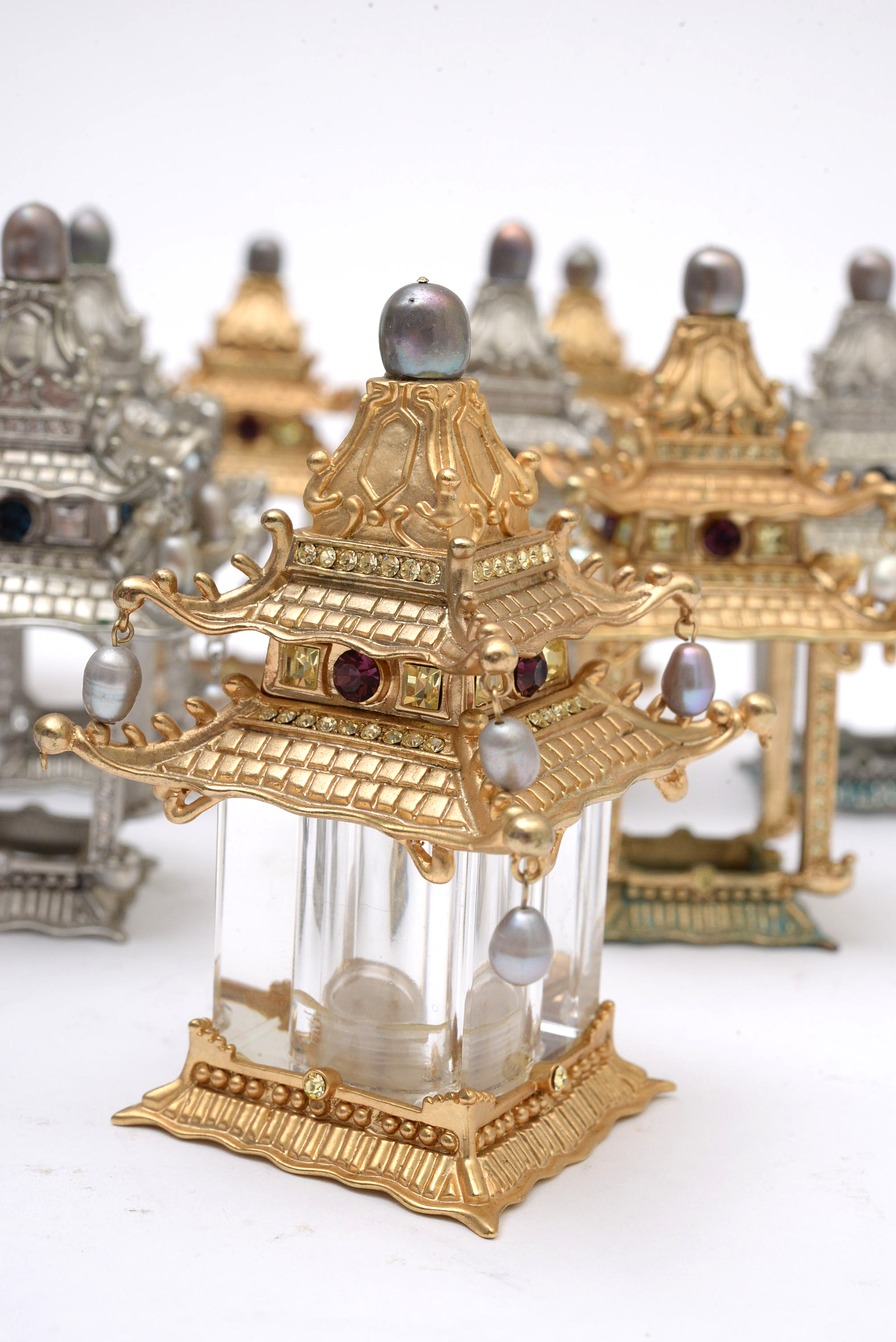 L'Objet Pagoda Pearl Bead Napkin Rings, Salt & Pepper Pair