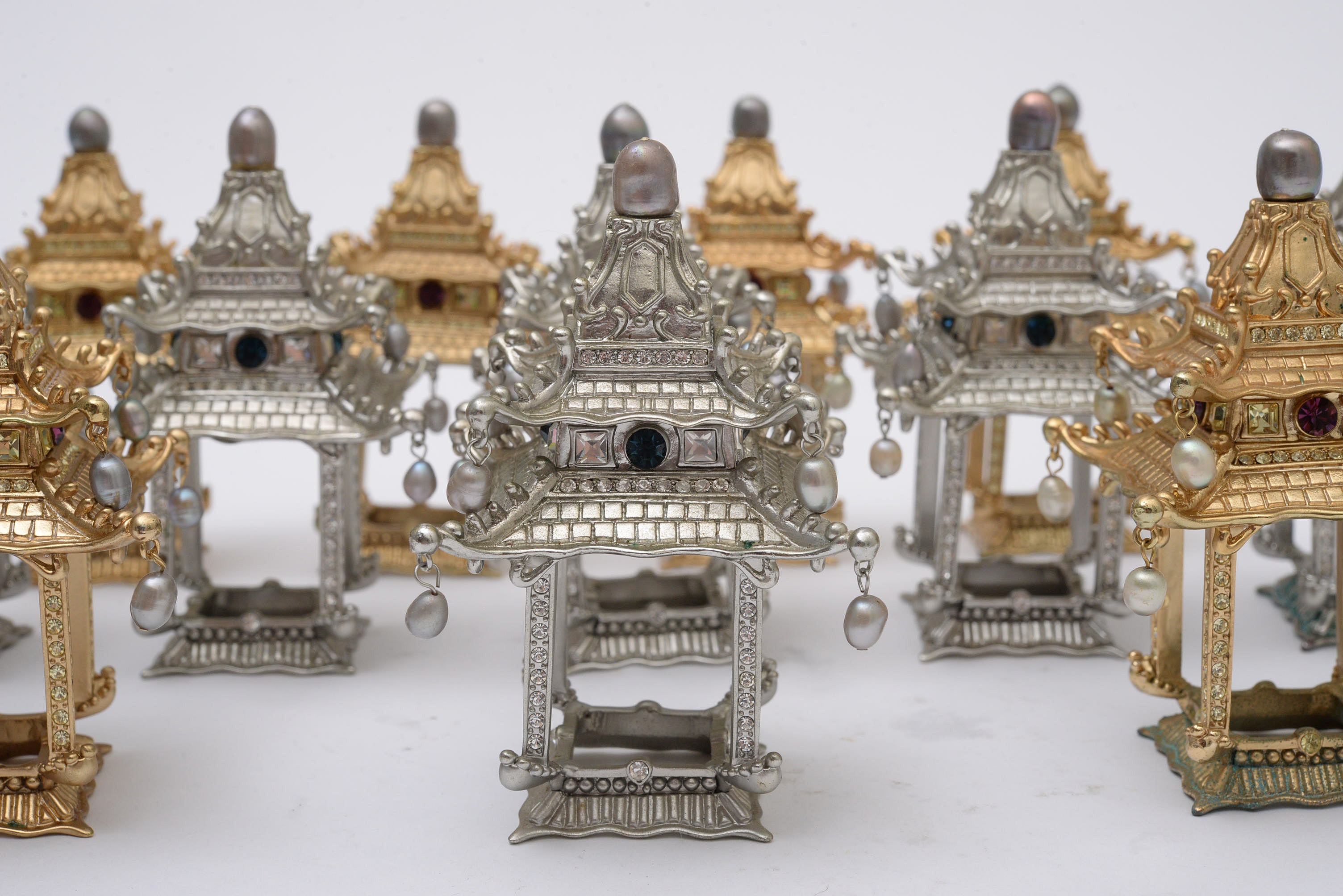 L'Objet Pagoda Pearl Bead Napkin Rings, Salt & Pepper Pair