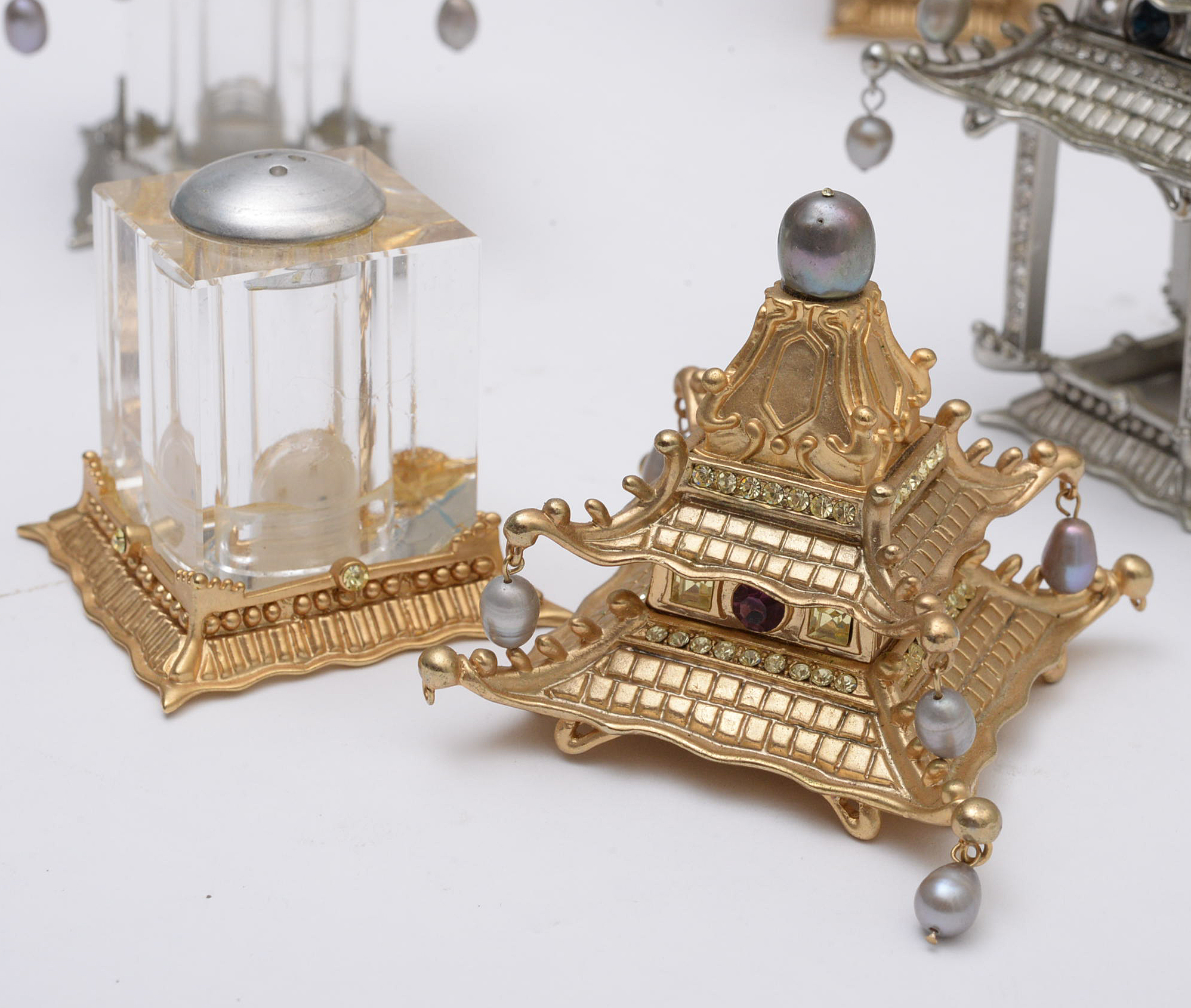 L'Objet Pagoda Pearl Bead Napkin Rings, Salt & Pepper Pair