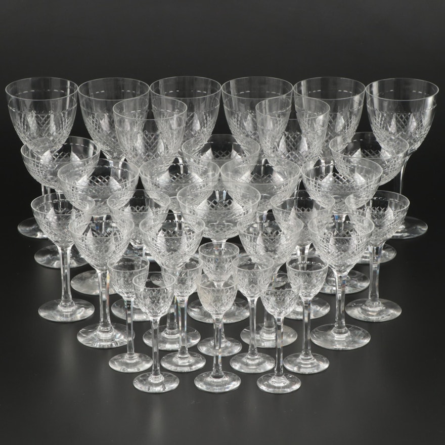 Cut Crystal White Wine Glasses, Champagne Coupes, and Other Stemware