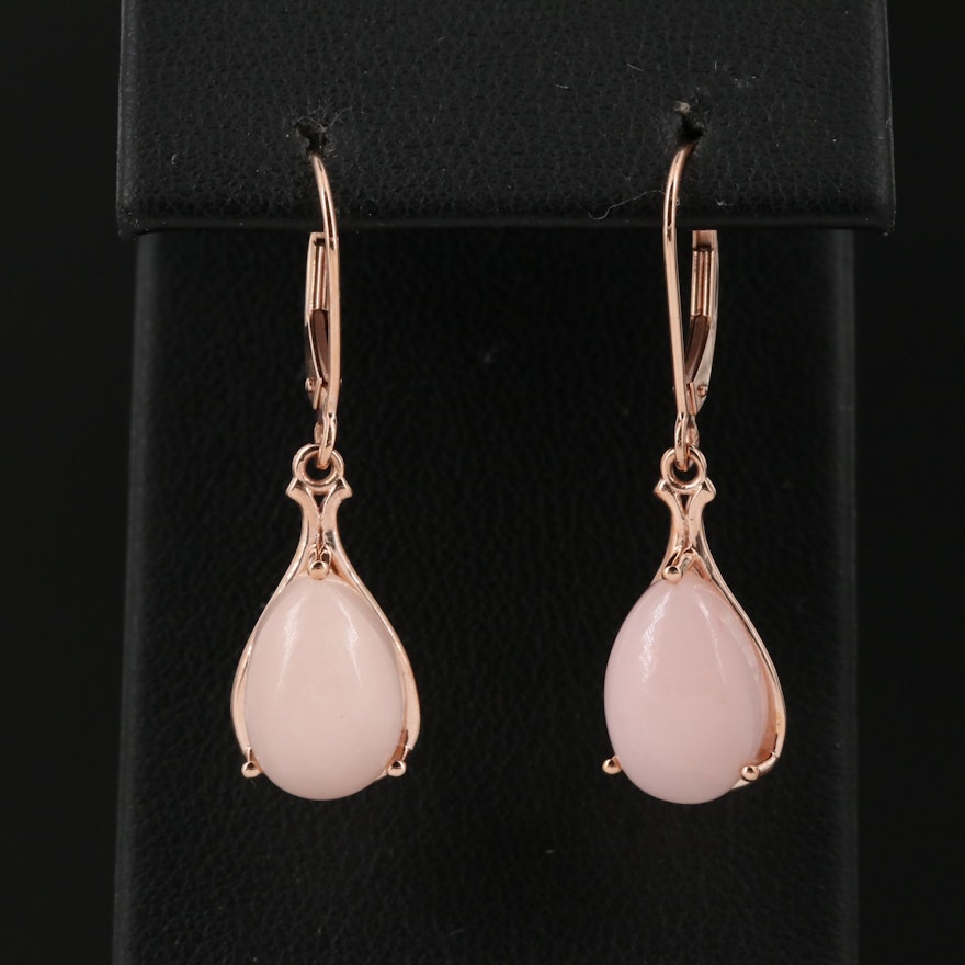 10K Rose Gold Common Opal Drop Earrings