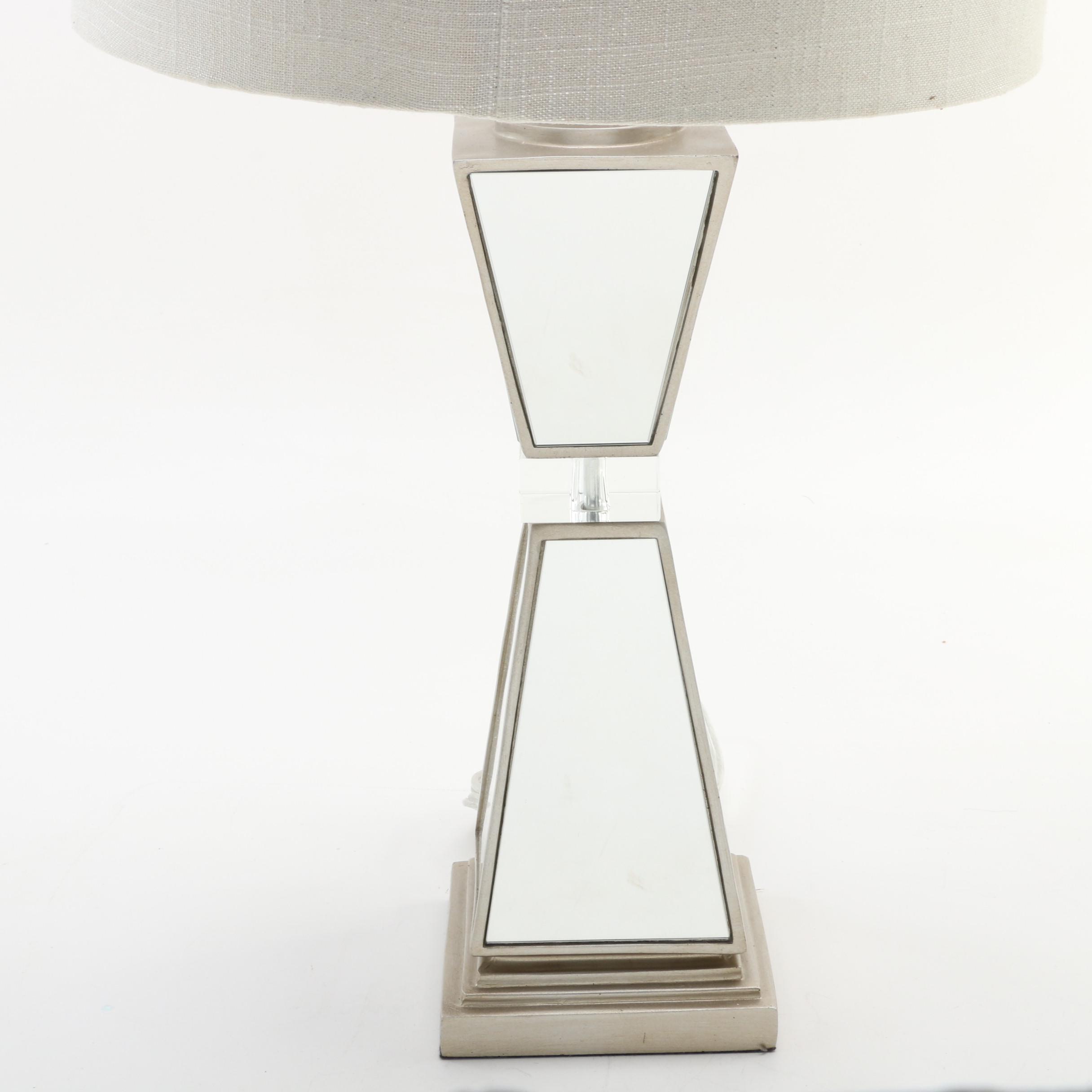 Pier 1 "Hayworth" Mirrored Table Lamp with Fabric Shade