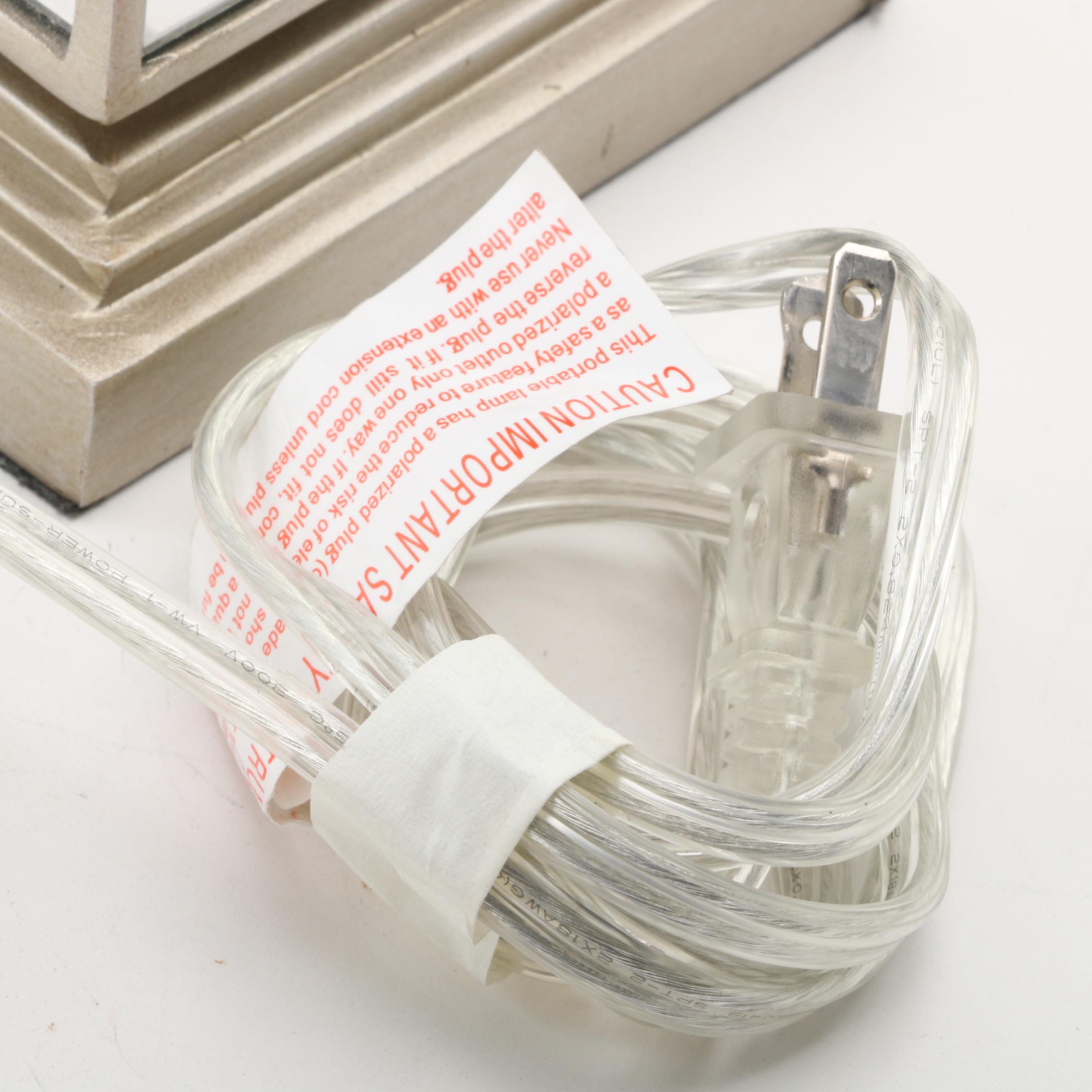 Pier 1 "Hayworth" Mirrored Table Lamp with Fabric Shade