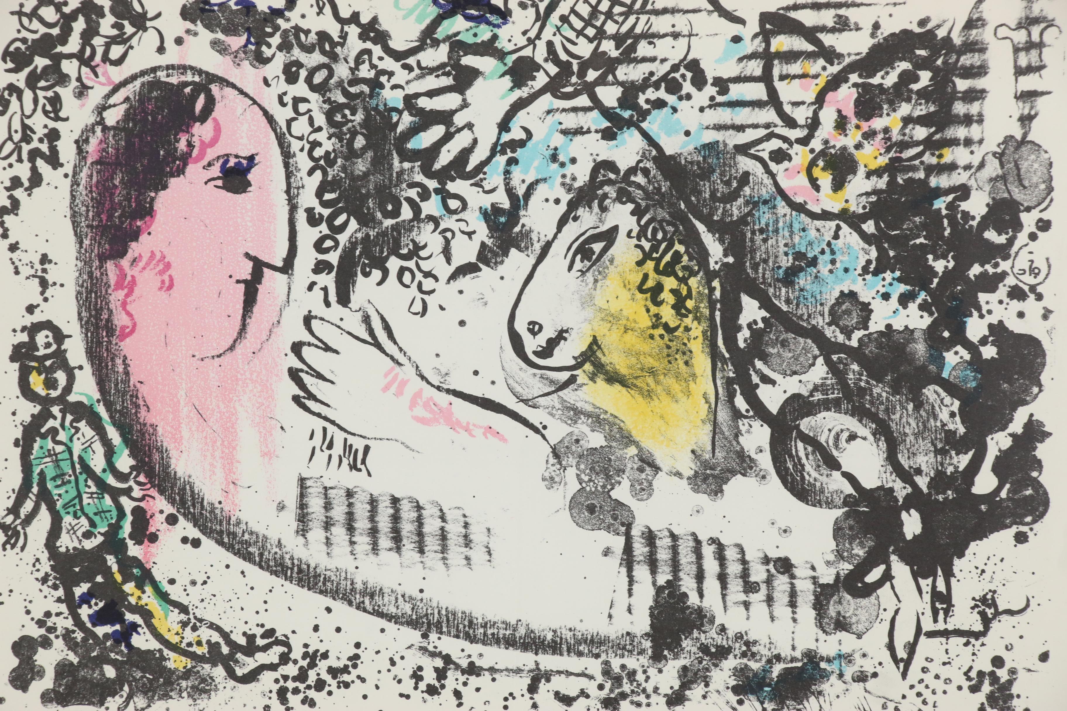 Marc Chagall Double-Page Lithograph for "Derrière le Miroir", 1969