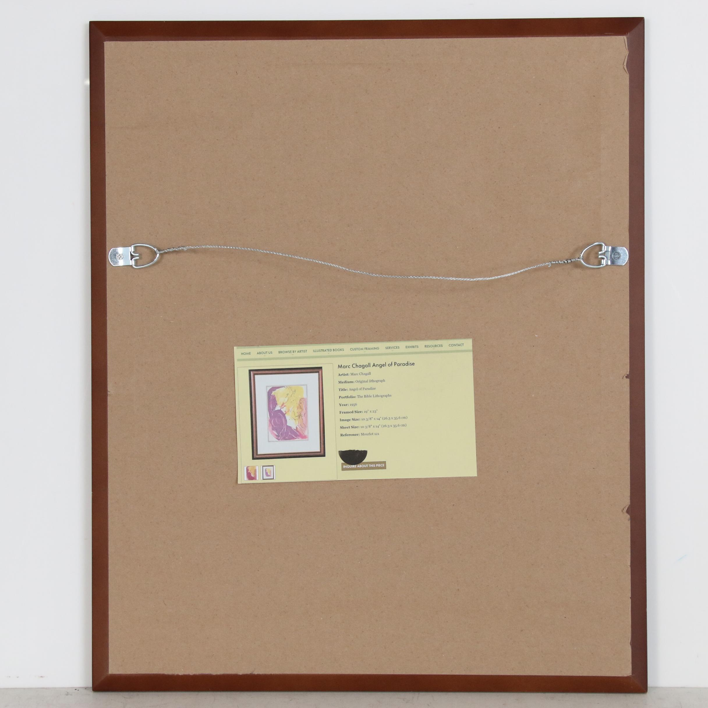 Marc Chagall Color Lithograph "Ange du Paradis", 1956