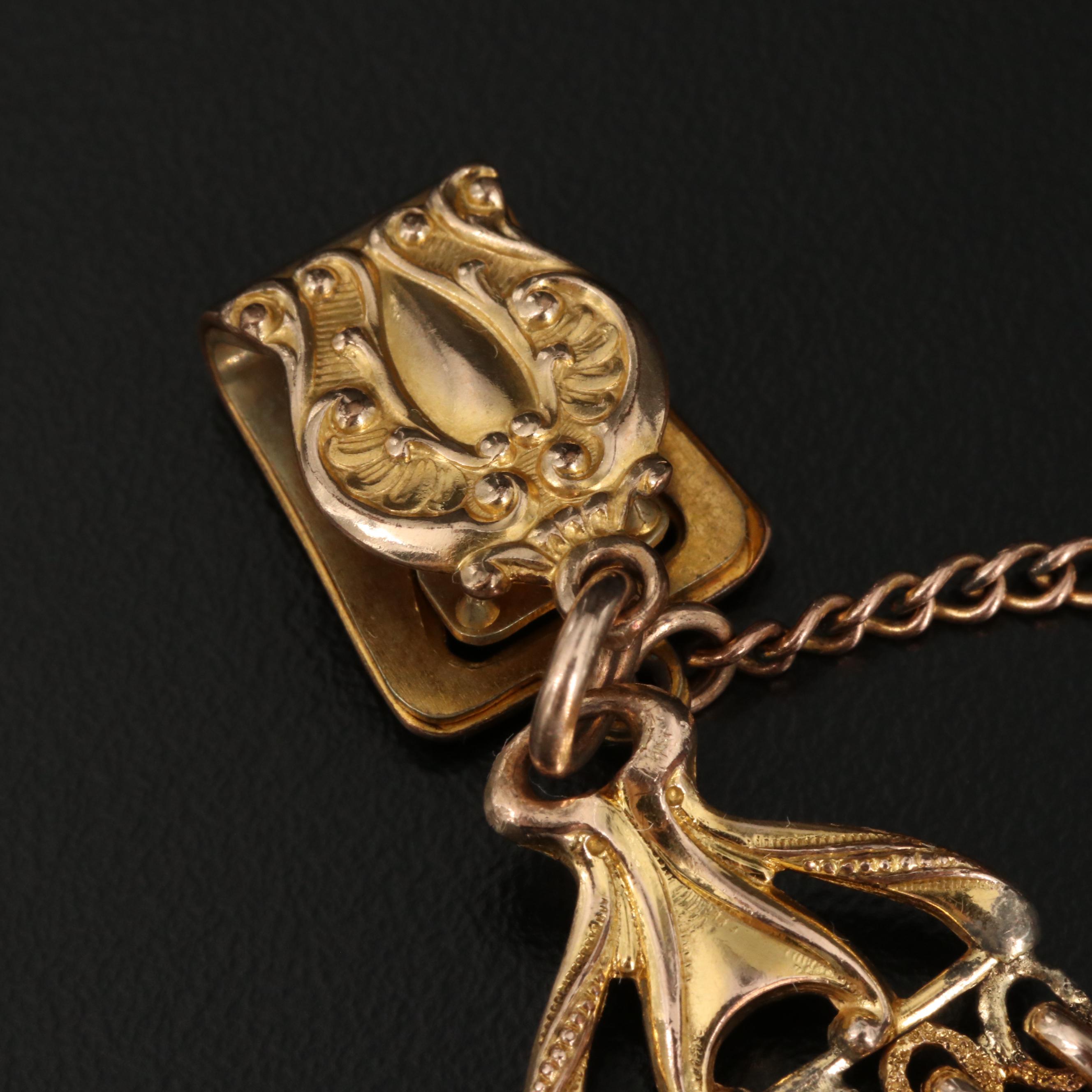 Victorian Watch Fob Chain with Signet Stamp Seal Featuring DF Briggs Co