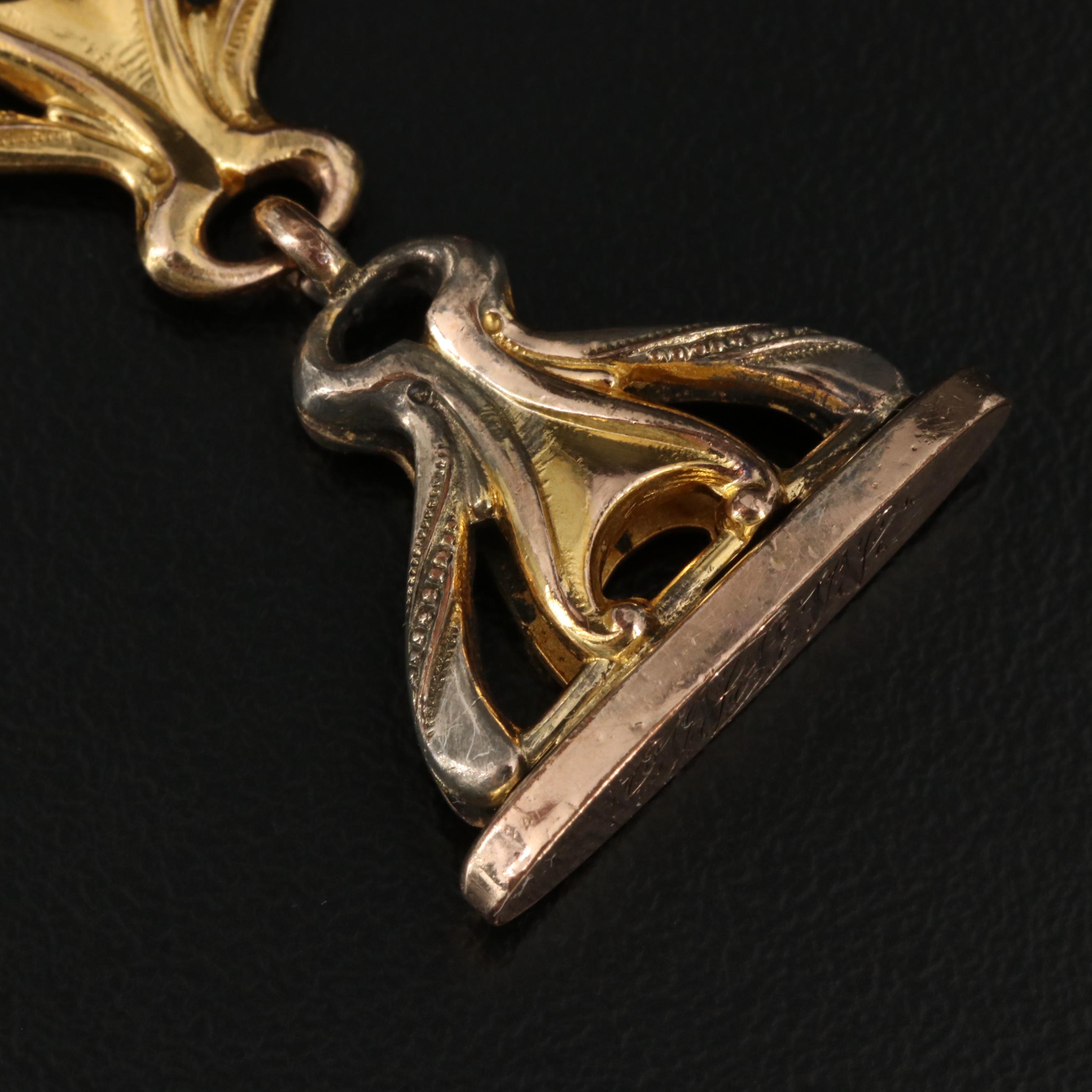 Victorian Watch Fob Chain with Signet Stamp Seal Featuring DF Briggs Co