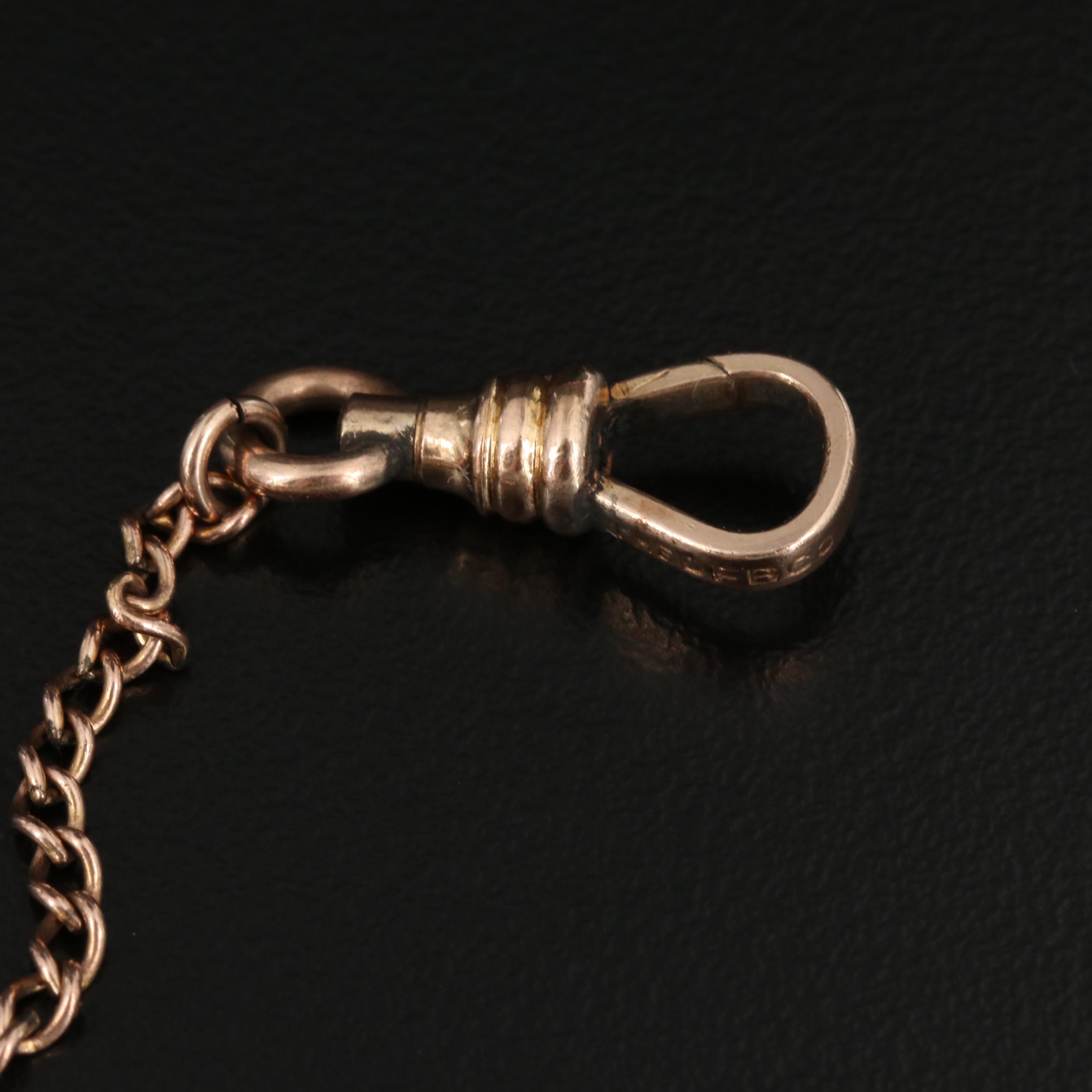 Victorian Watch Fob Chain with Signet Stamp Seal Featuring DF Briggs Co