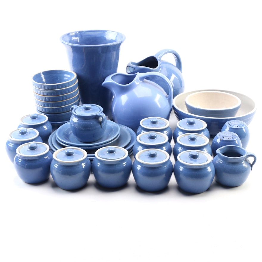 UHL Blue Glaze Pottery Serveware, Dinnerware and Vase