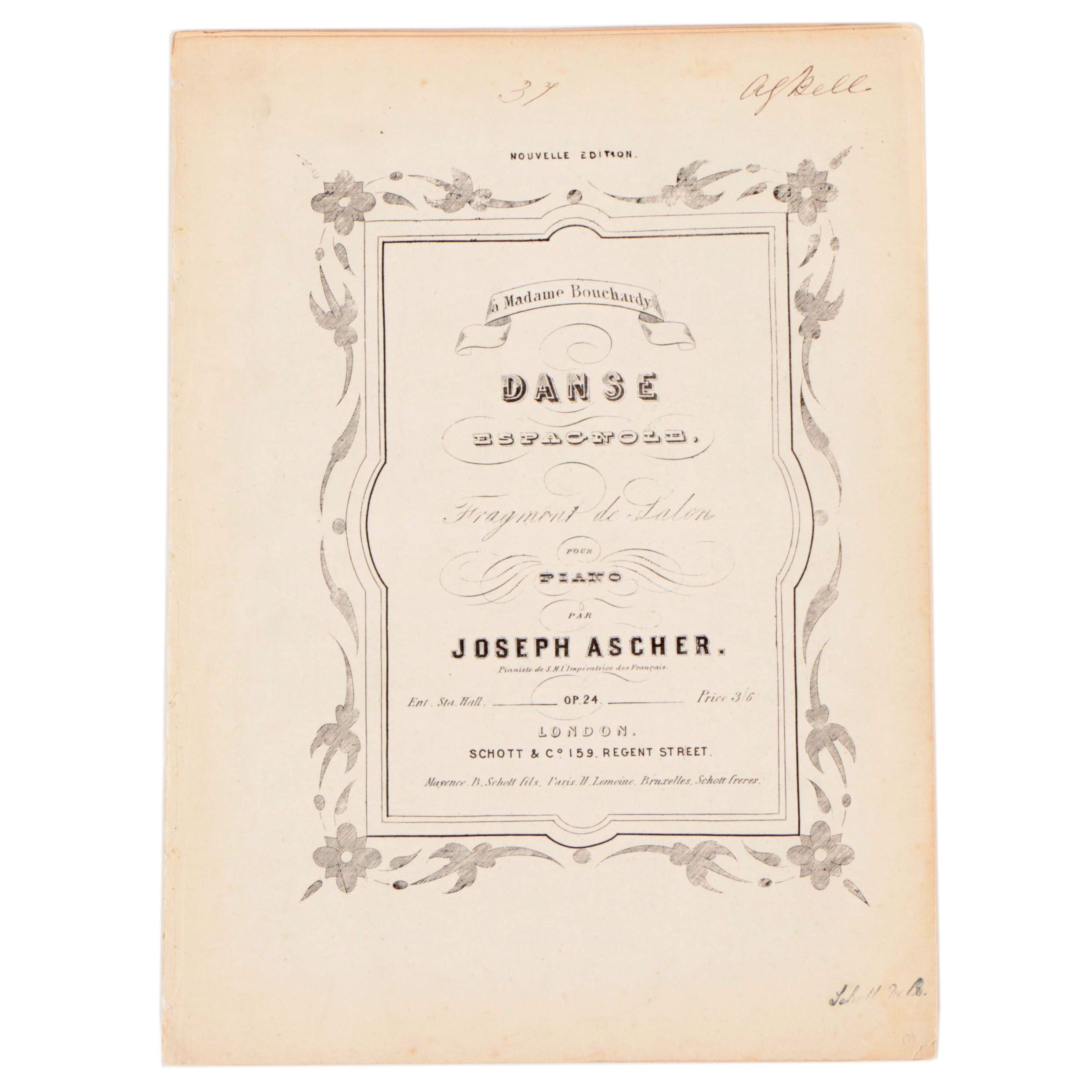 Alexander Graham Bell Signed Sheet Music Piano Score, "Danse Espagnole"