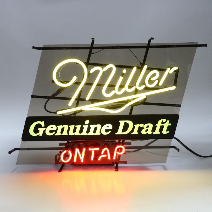 Miller Genuine Draft On Tap Neon Illuminated Advertising Sign