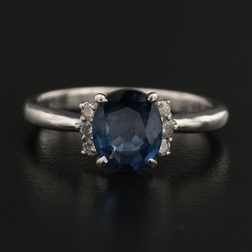 Platinum 1.32 CT Sapphire and Diamond Ring