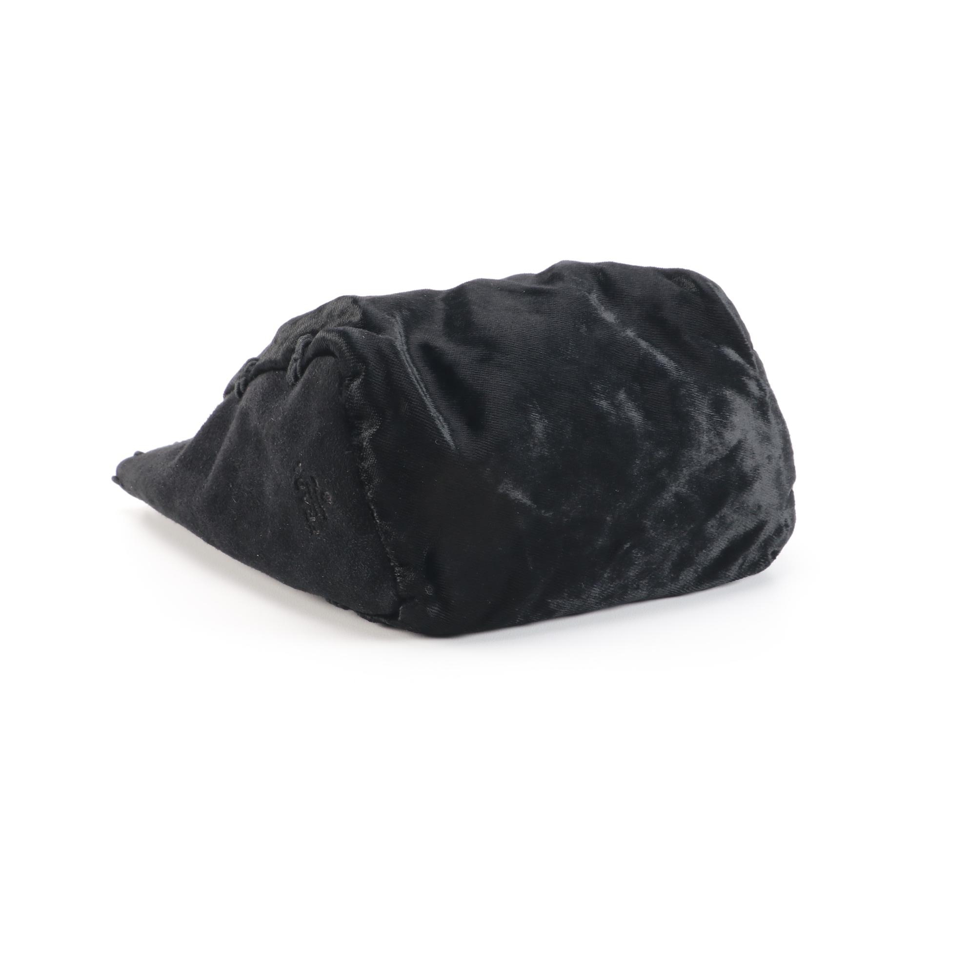 Prada Black Velour and Suede Mini Bucket Tote with Decorative Stitching