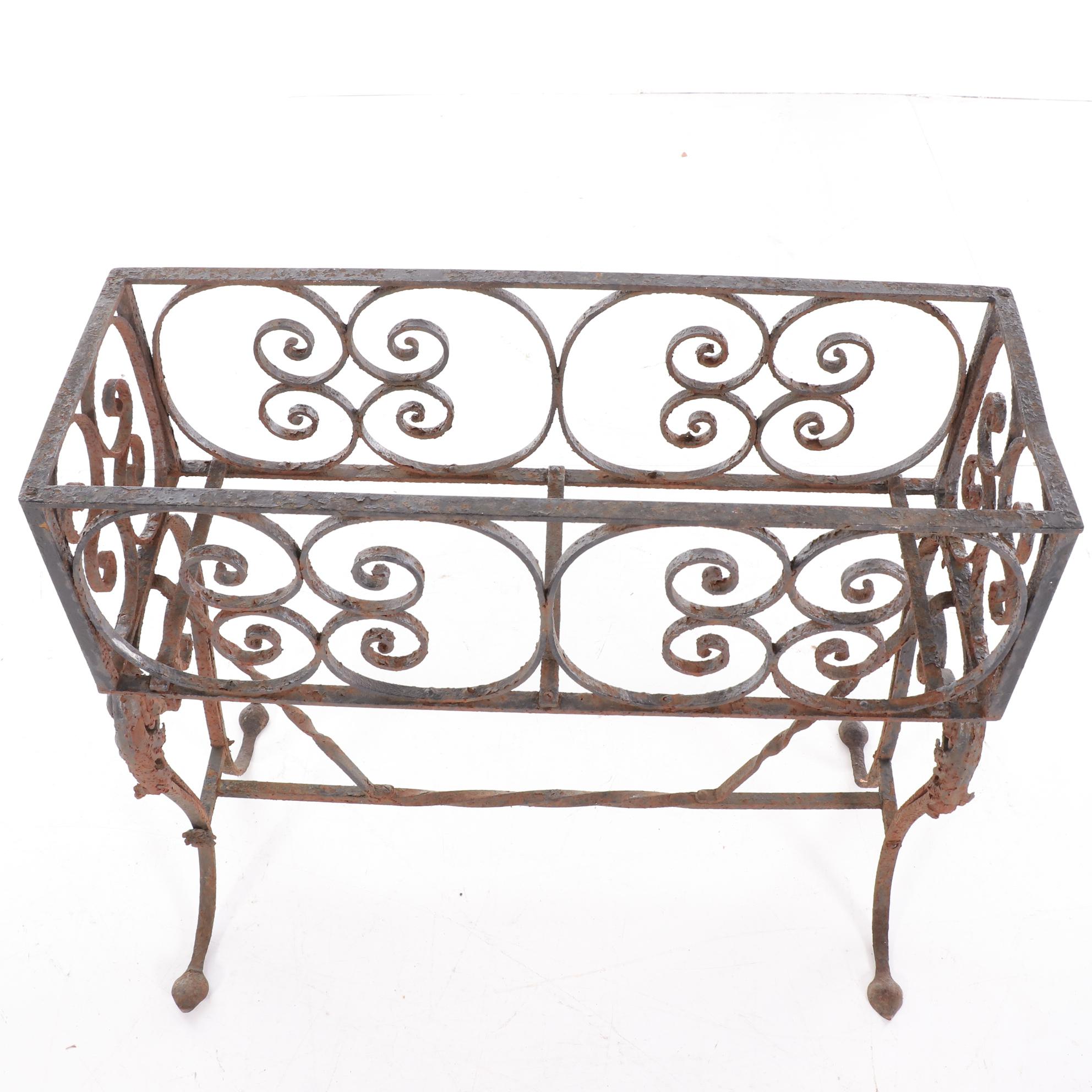 Scrolled Wrought Iron Patio Planter Stand