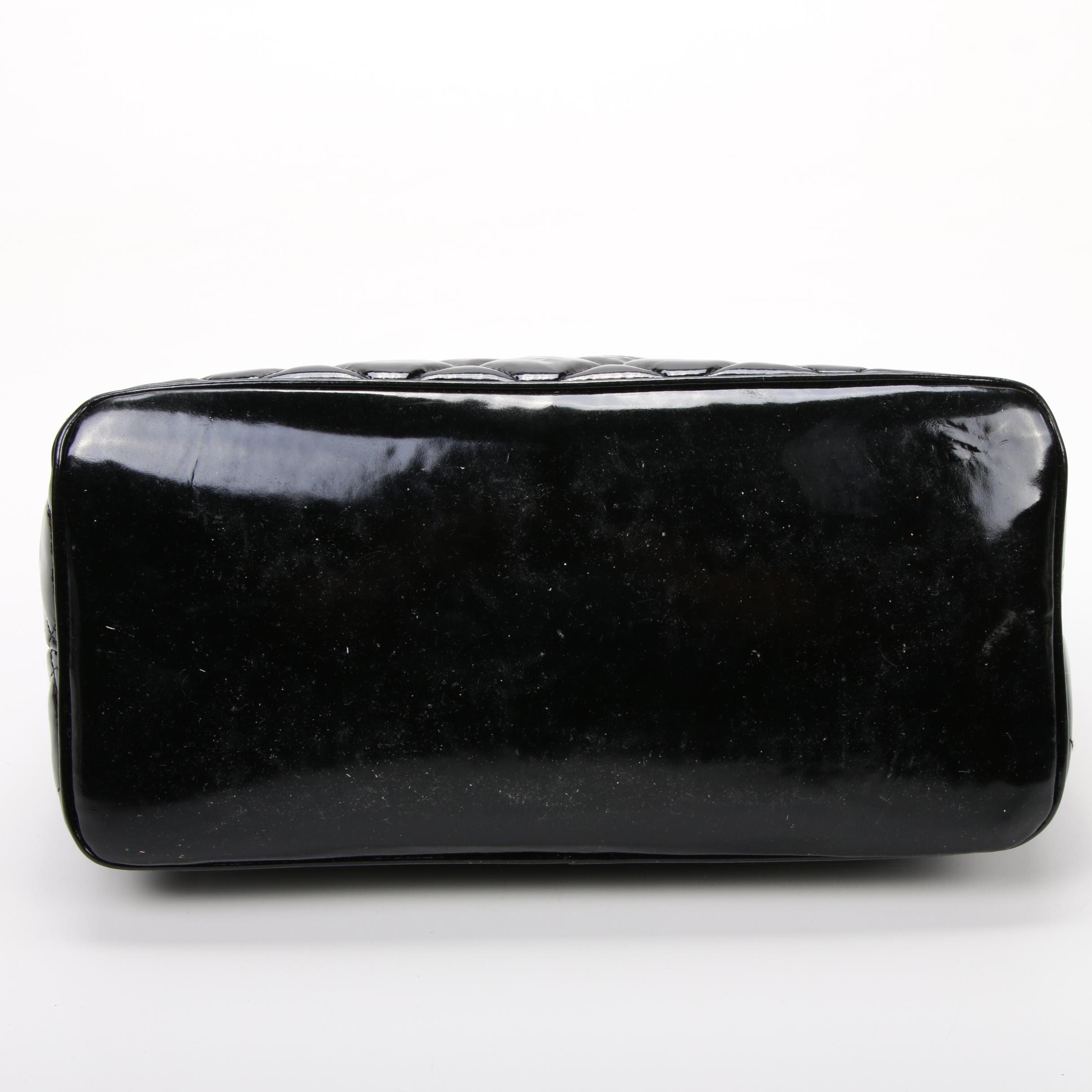 Chanel CC Medallion Tote Bag in Black Quilted Patent Leather