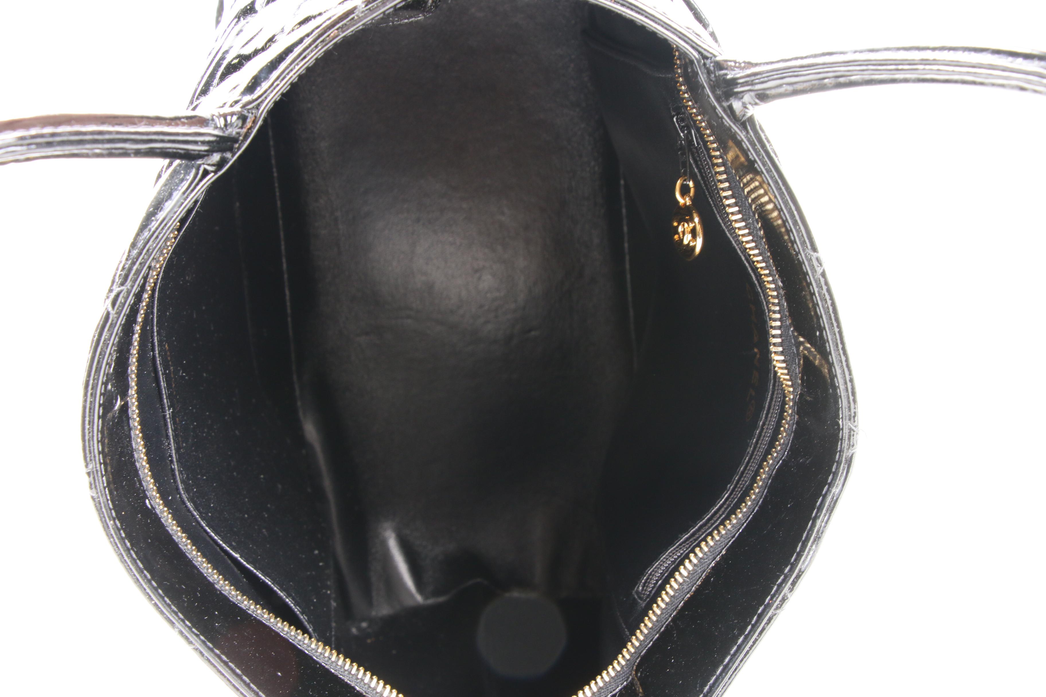 Chanel CC Medallion Tote Bag in Black Quilted Patent Leather