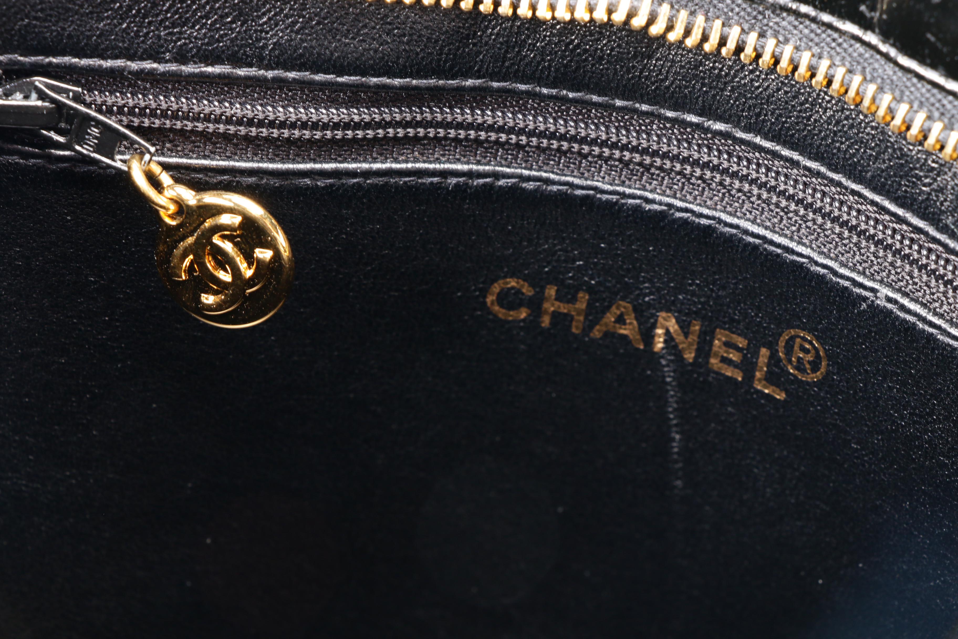 Chanel CC Medallion Tote Bag in Black Quilted Patent Leather