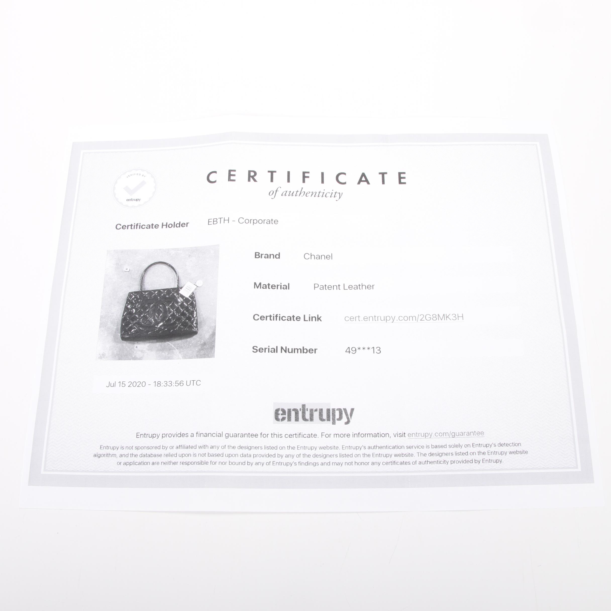 Chanel CC Medallion Tote Bag in Black Quilted Patent Leather