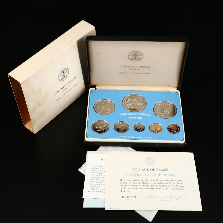 1976 Coinage of Belize Proof Set from the Franklin Mint