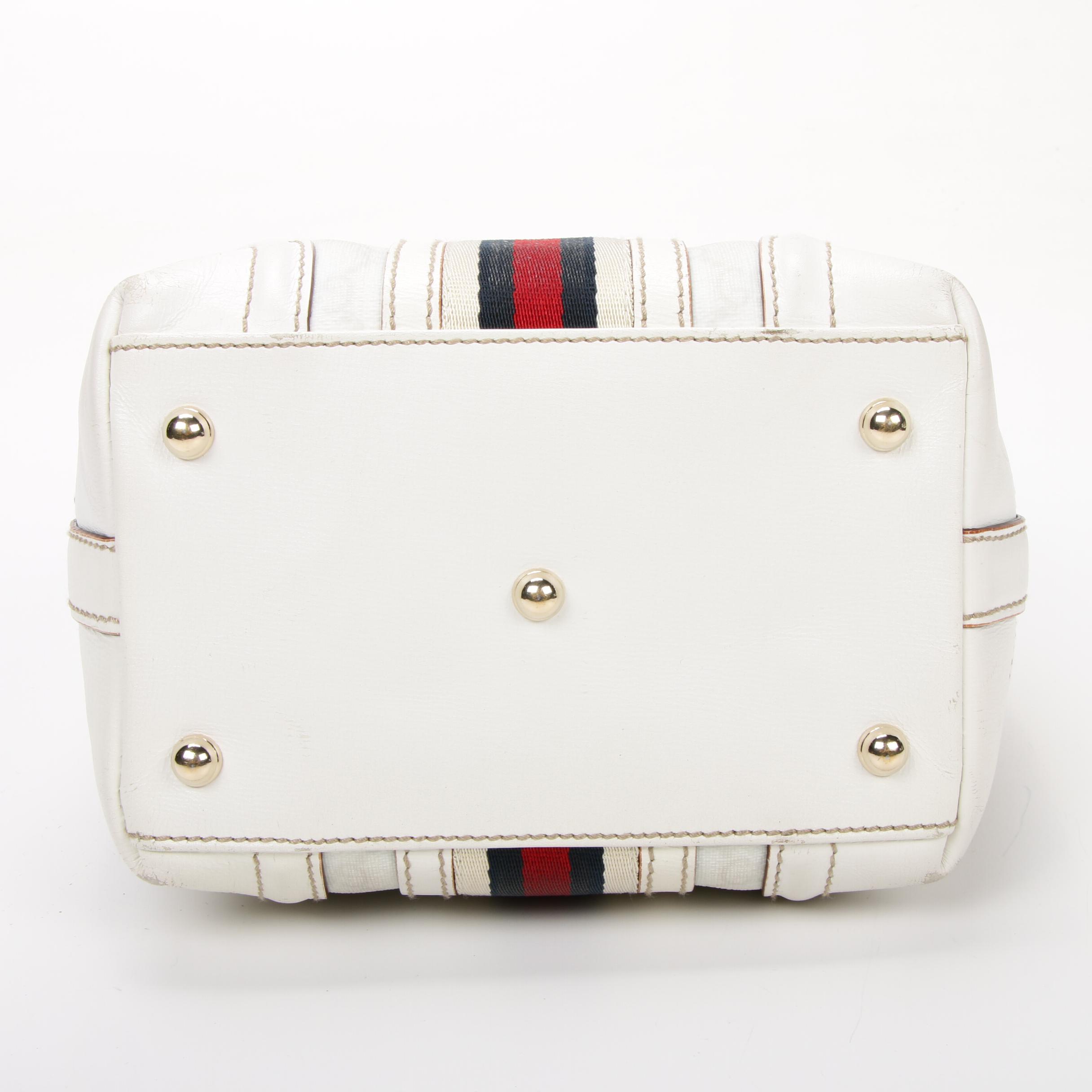 Gucci GG Coated Canvas and White Leather Web Stripe Doctor's Bag