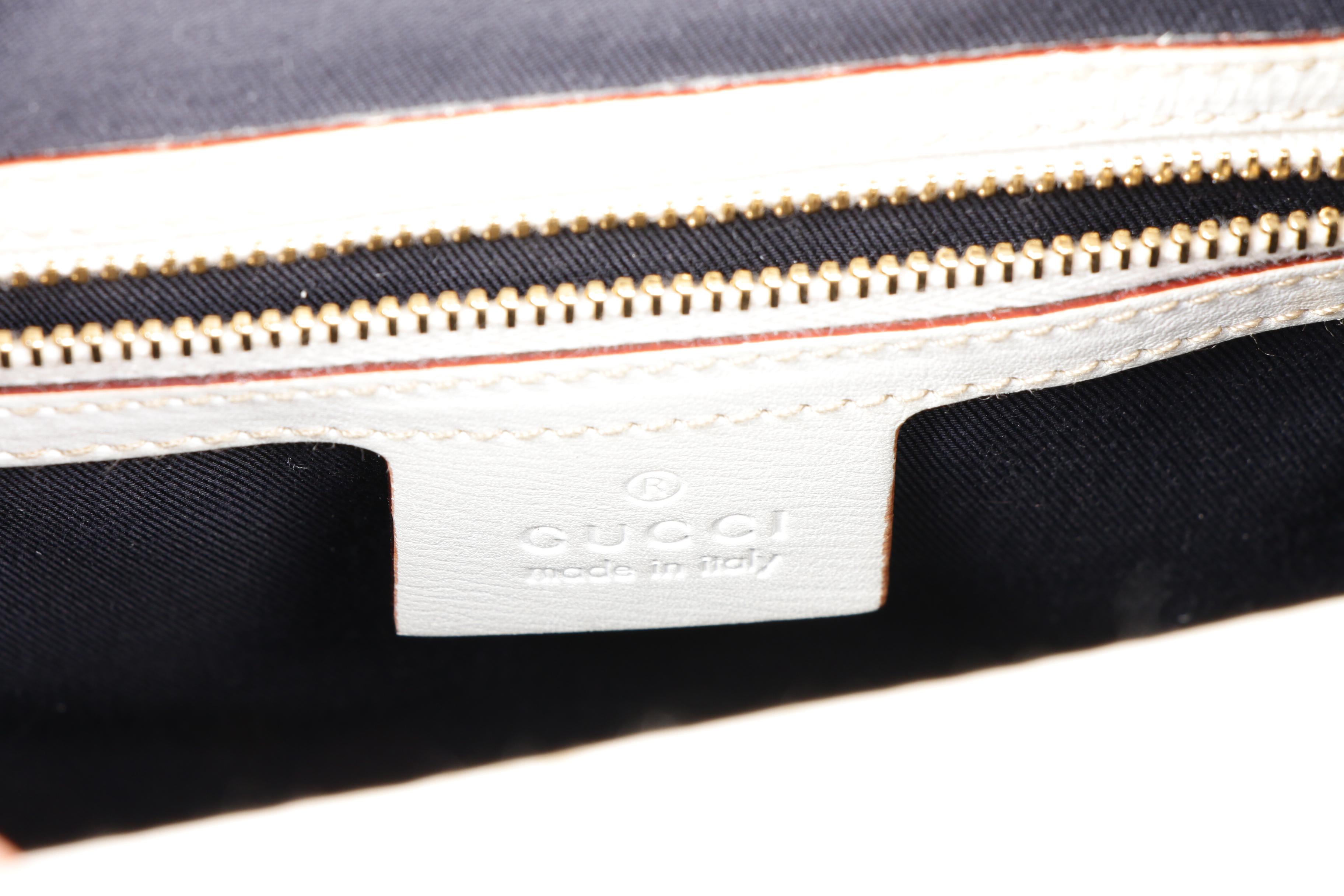 Gucci GG Coated Canvas and White Leather Web Stripe Doctor's Bag