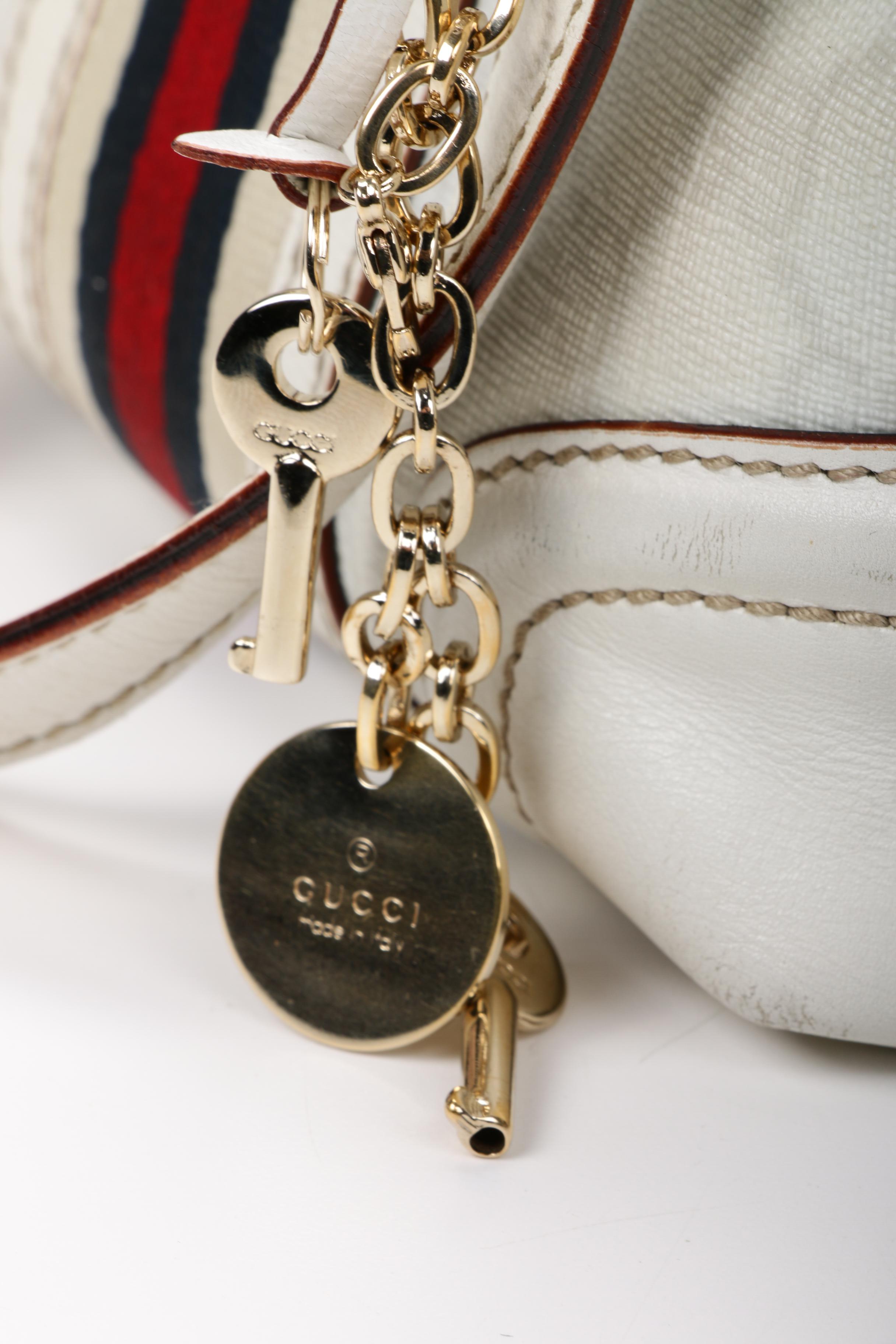 Gucci GG Coated Canvas and White Leather Web Stripe Doctor's Bag