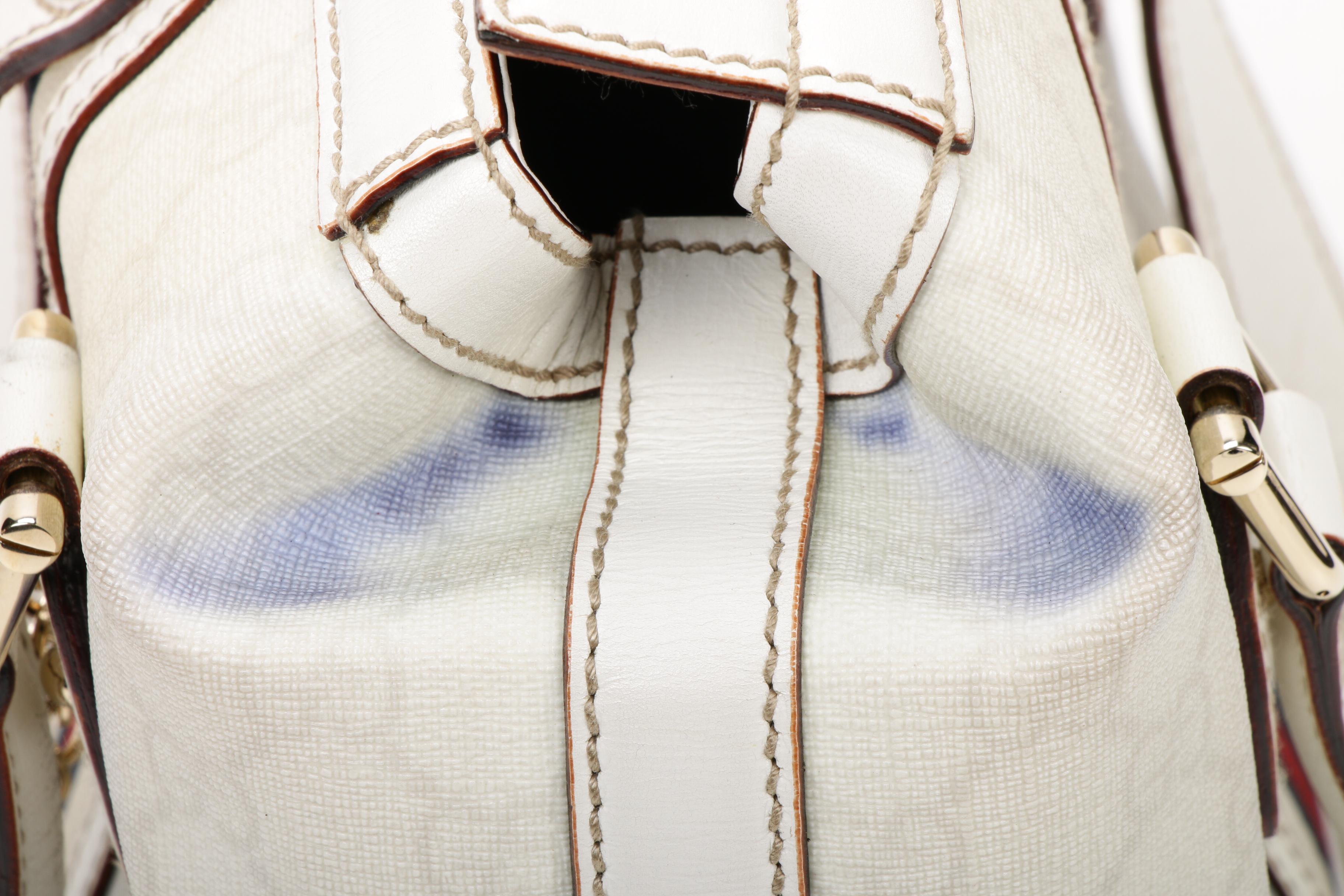 Gucci GG Coated Canvas and White Leather Web Stripe Doctor's Bag