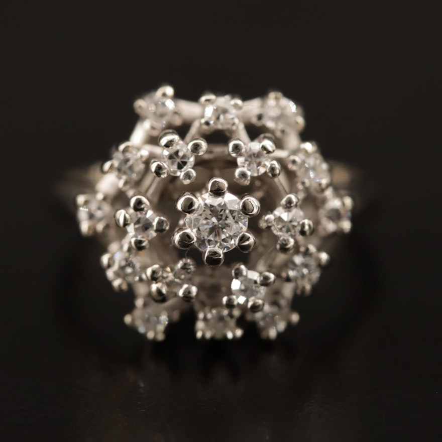 14K Diamond Cluster Ring